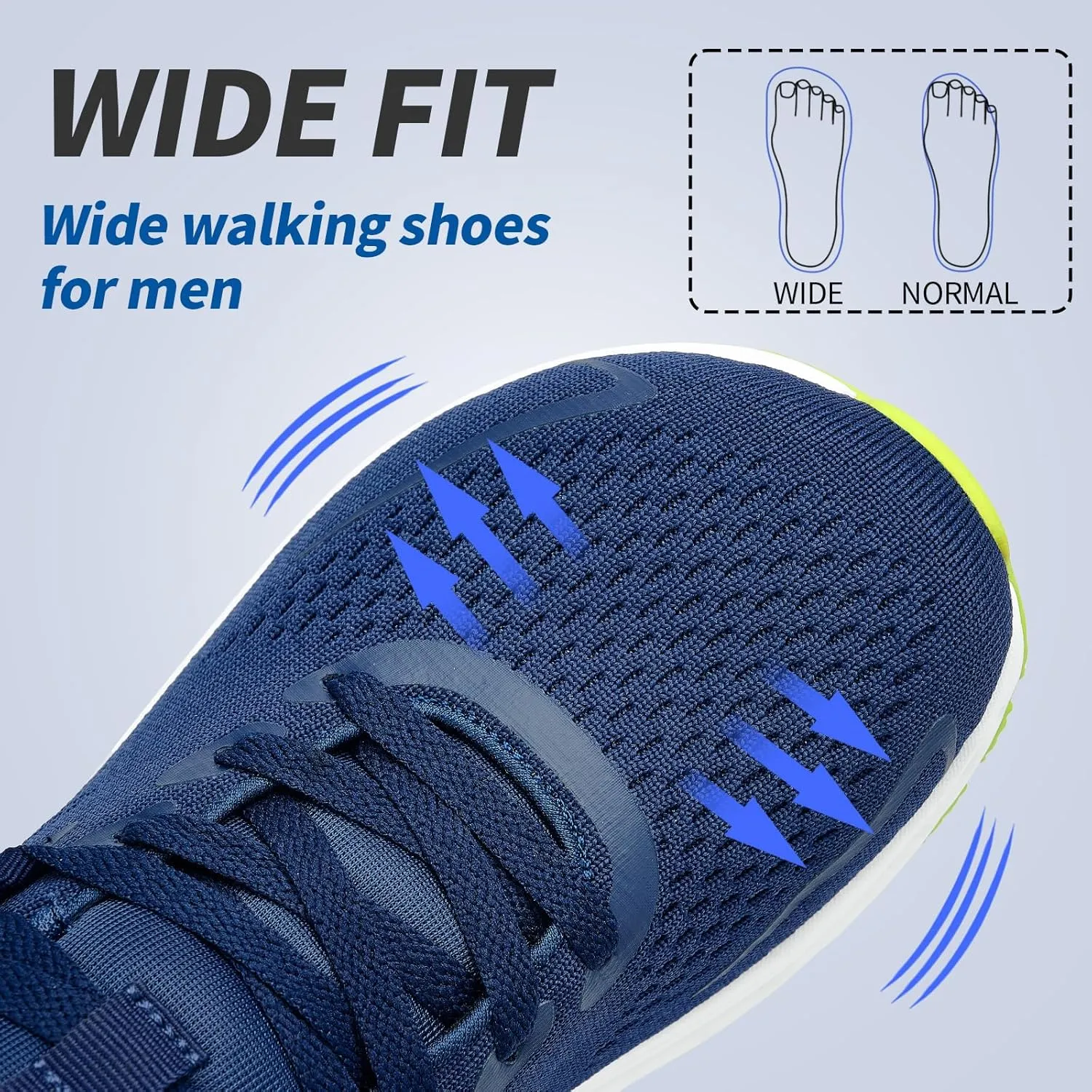 Slow Man Wide Toe Box Mens Walking Sneakers Wide Width Running Shoes Gym Workout Tennis Shoes for Wide Feet