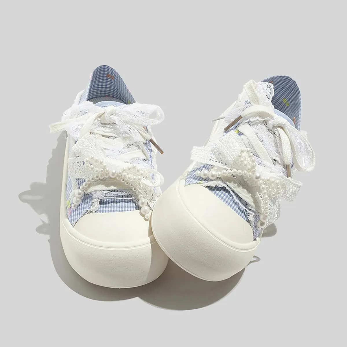 Sneakers for Women Low Top Canvas Fashion Bow Cute Lightweight Shoes Casual Lattice Lace Sneakers Y2K