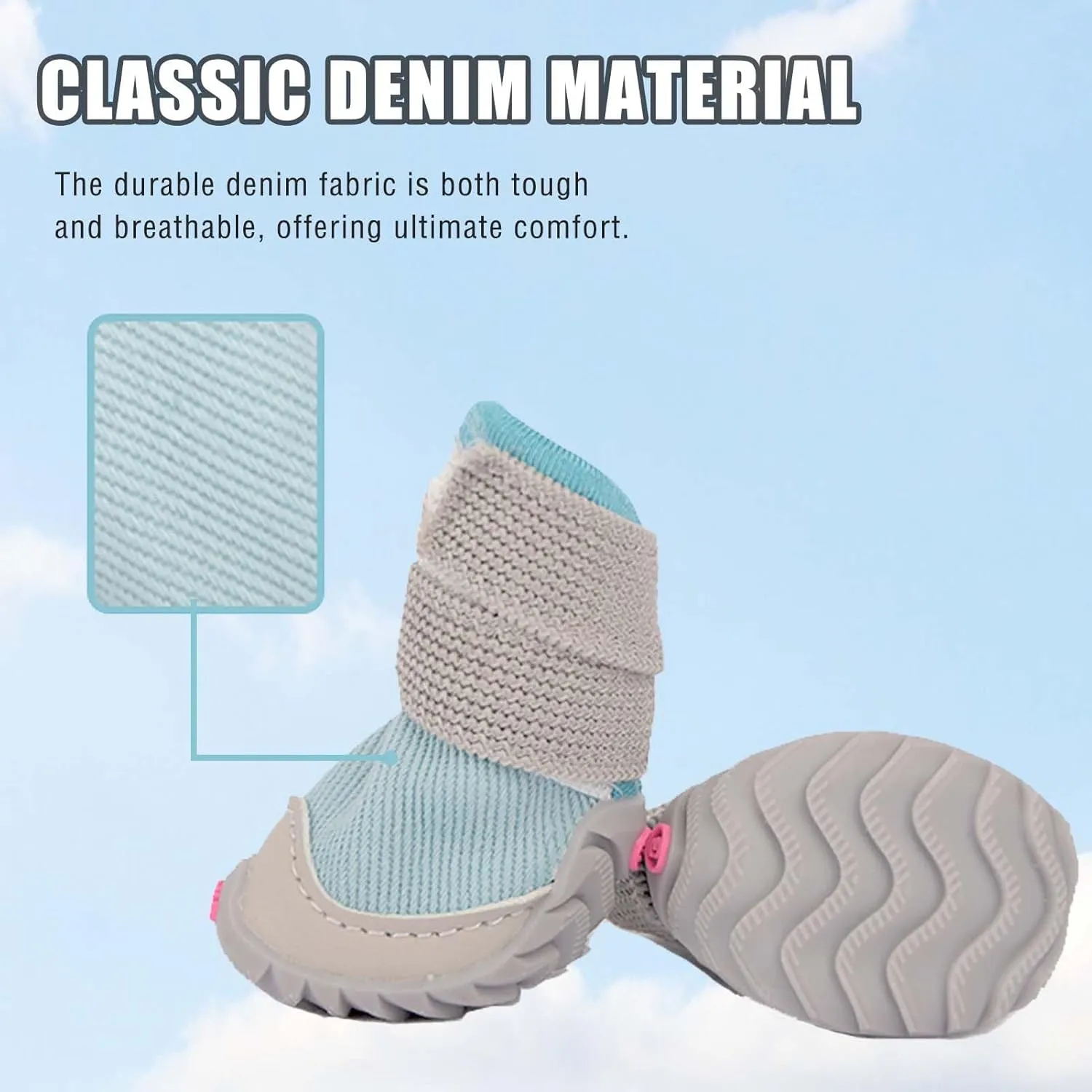 Soft Dog Shoes for Small Dogs,Dog Paw Protector for Outdoor Activies,Anti-Slip Dog Boots, Size 3, Blue