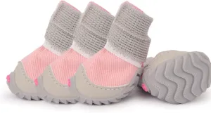 Soft Dog Shoes for Small Dogs,Dog Paw Protector for Outdoor Activities, Anti-Slip Dog Boots Size 3,Pink