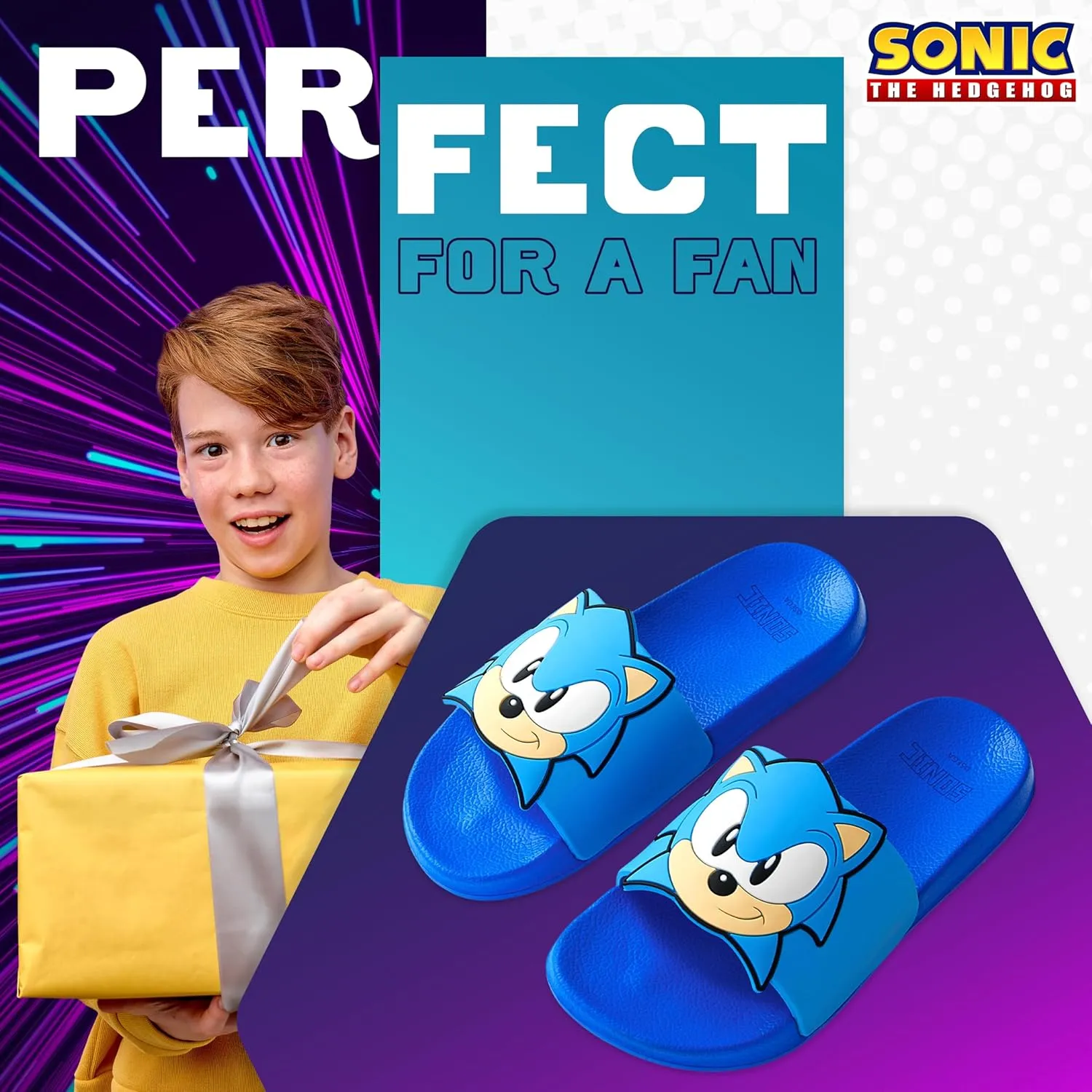 Sonic The Hedgehog Sandals Boys Open Toe Slides Shower Slippers Beach Pool Back Yard Vacation Essentials Gamer Gifts
