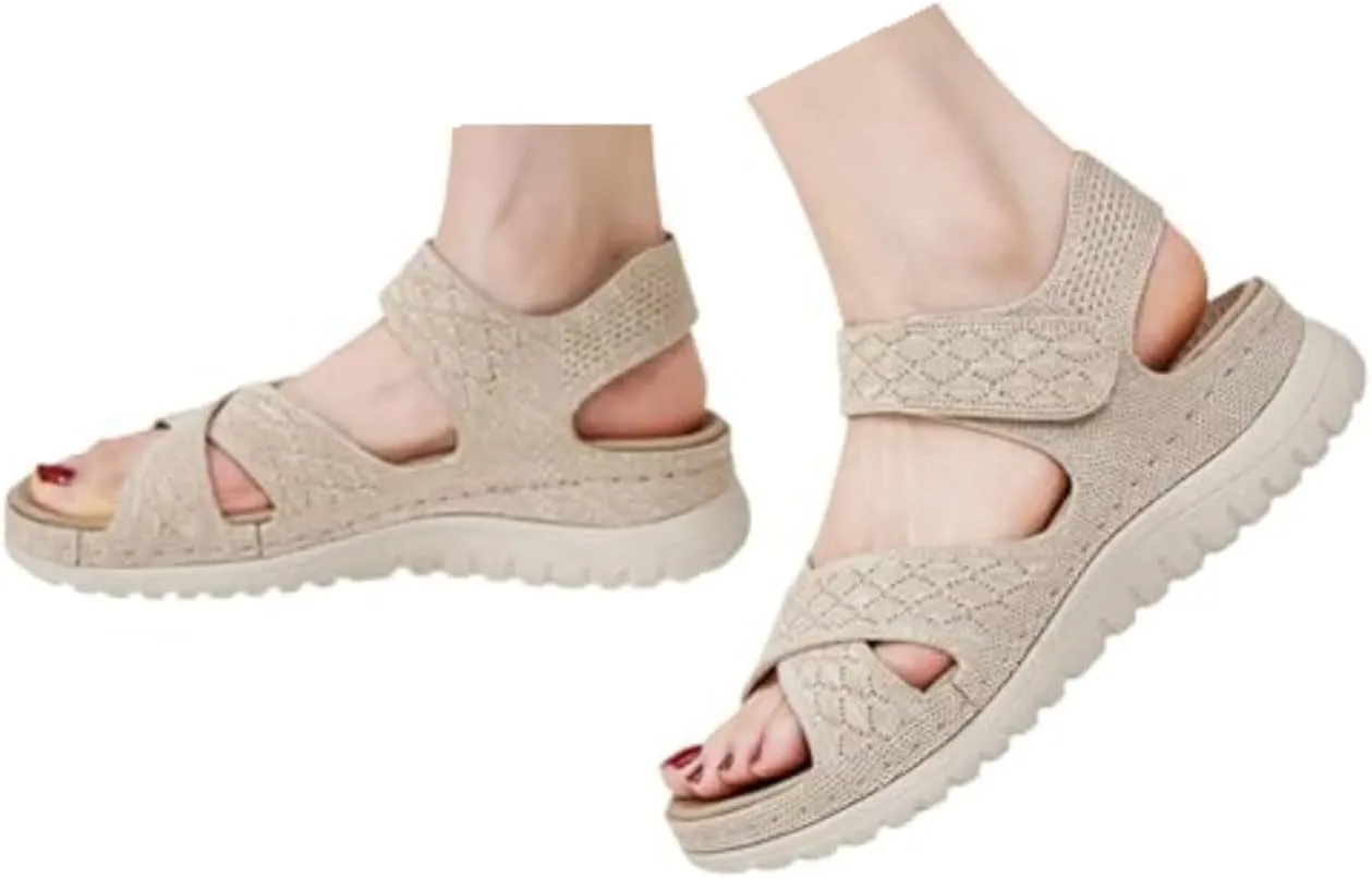 Sport Sandals for Women Arch Support Orthopedic Walking Sandals Ladies Recovery Sport Thick Athletic Hiking Outdoor Active Summer Dressy Diabetic Sandals for Plantar Fasciitis, 6.5, Beige-a