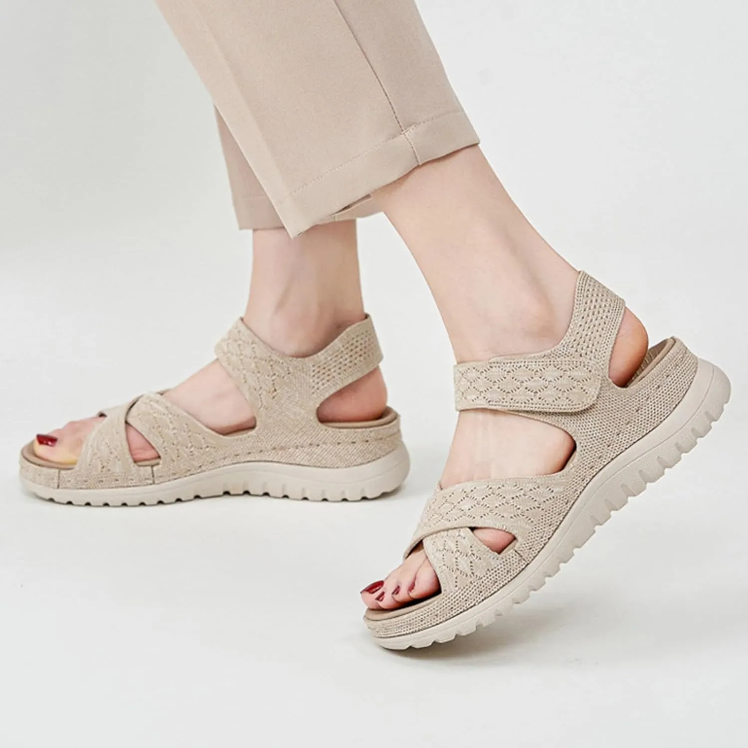 Sport Sandals for Women Arch Support Orthopedic Walking Sandals Ladies Recovery Sport Thick Athletic Hiking Outdoor Active Summer Dressy Diabetic Sandals for Plantar Fasciitis, 6.5, Beige-a