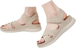 Sport Sandals for Women Arch Support Orthopedic Walking Sandals Ladies Recovery Sport Thick Athletic Hiking Outdoor Active Summer Dressy Diabetic Sandals for Plantar Fasciitis, 6.5, Beige-a