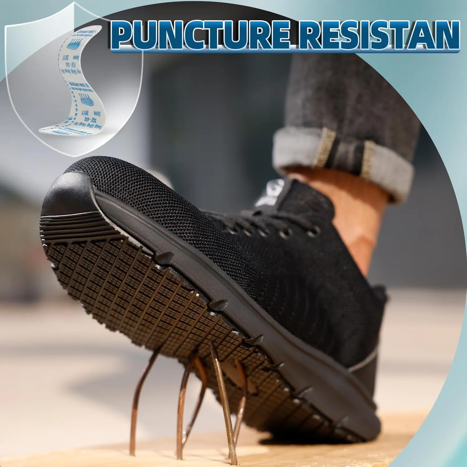Steel Toe Shoes for Men Lightweight Work Shoes Construction Industrial Work Tennis Shoes Safety Shoes Comfortable Steel Toe Sneakers for Men Women