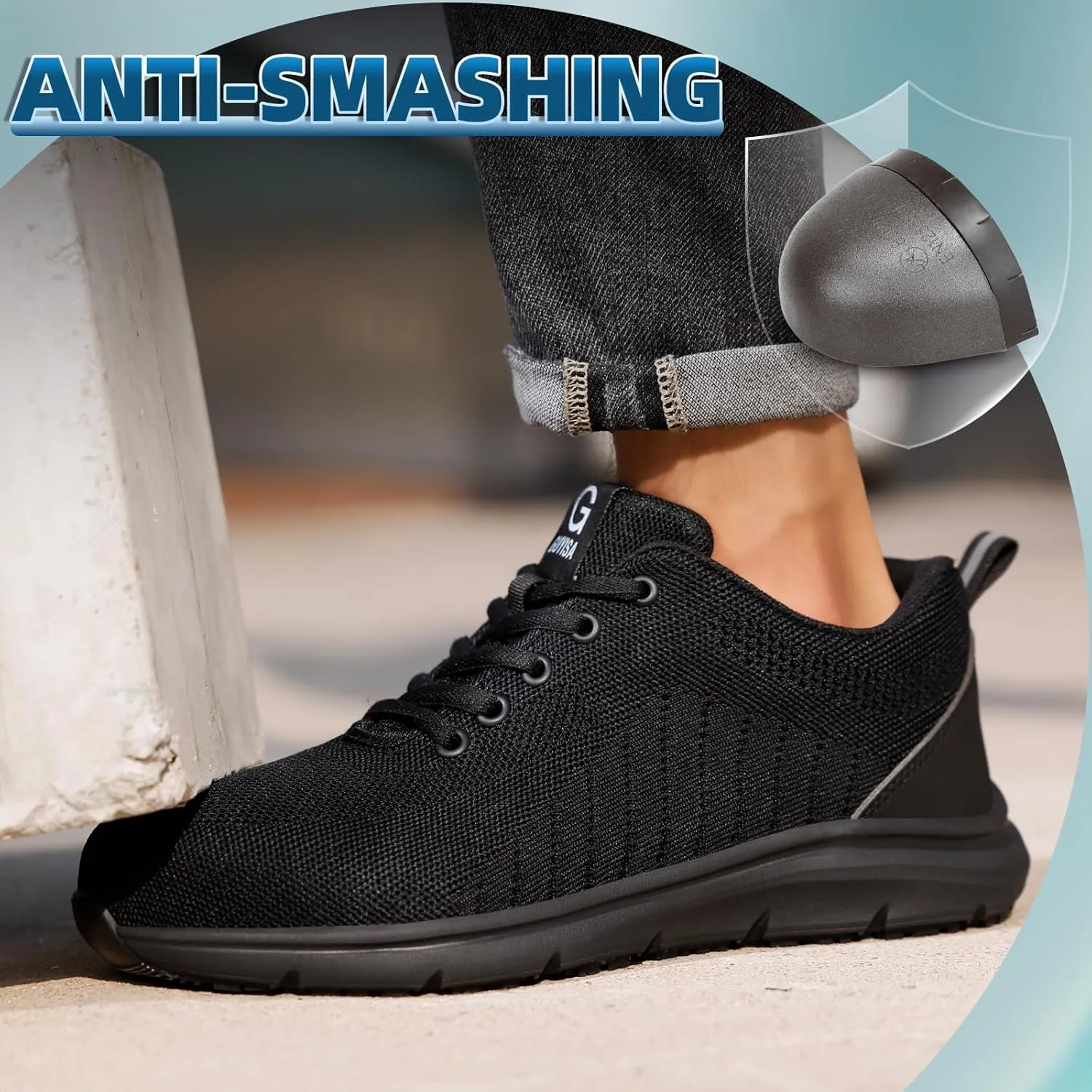 Steel Toe Shoes for Men Lightweight Work Shoes Construction Industrial Work Tennis Shoes Safety Shoes Comfortable Steel Toe Sneakers for Men Women