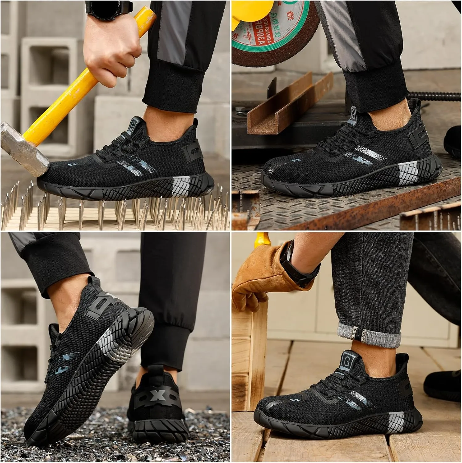 Steel Toe Shoes for Men Work Safety Shoes for Men Comfortable Puncture Proof Sneakers Steel Toe Tennis Sneakers Construction Indestructible Work Utility Footwear