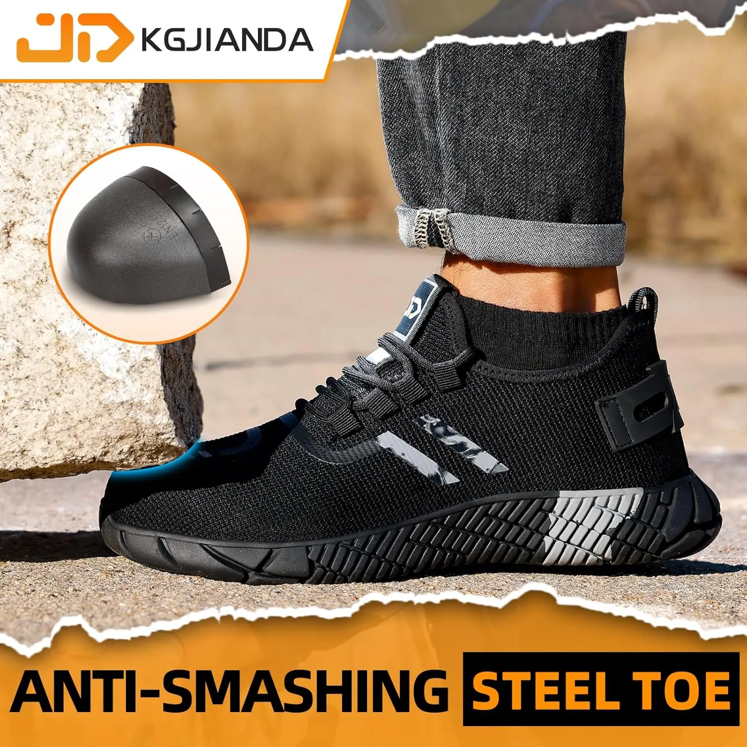 Steel Toe Shoes for Men Work Safety Shoes for Men Comfortable Puncture Proof Sneakers Steel Toe Tennis Sneakers Construction Indestructible Work Utility Footwear