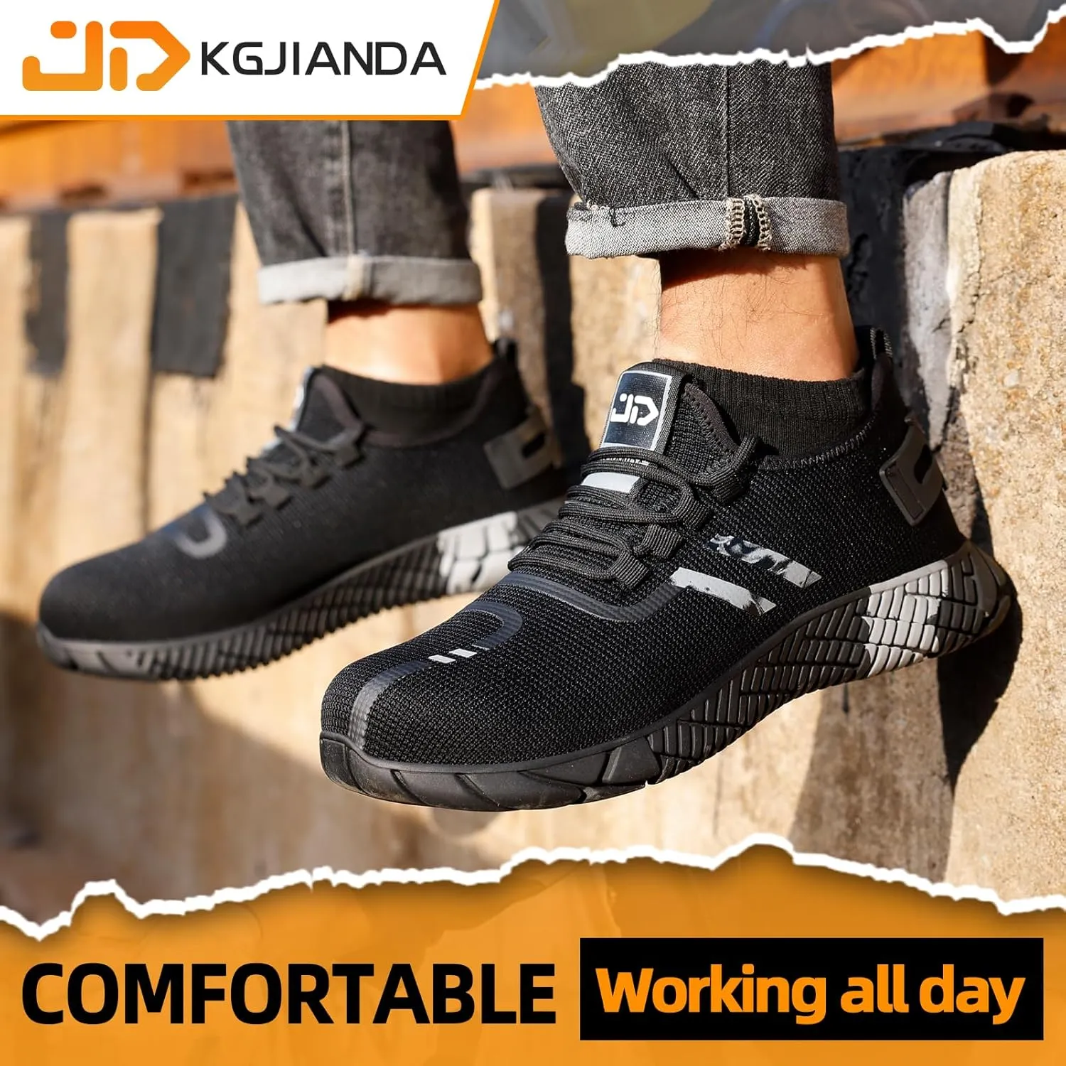 Steel Toe Shoes for Men Work Safety Shoes for Men Comfortable Puncture Proof Sneakers Steel Toe Tennis Sneakers Construction Indestructible Work Utility Footwear