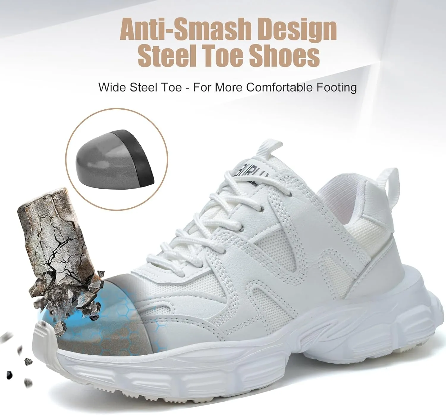 Steel Toe Shoes for Women Men Wide Non Slip Composite Work Sneakers Indestructible Comfortable Safety Tennis Shoes Lightweight Breathable Construction Sneakers Puncture Proof Ergonomic Design