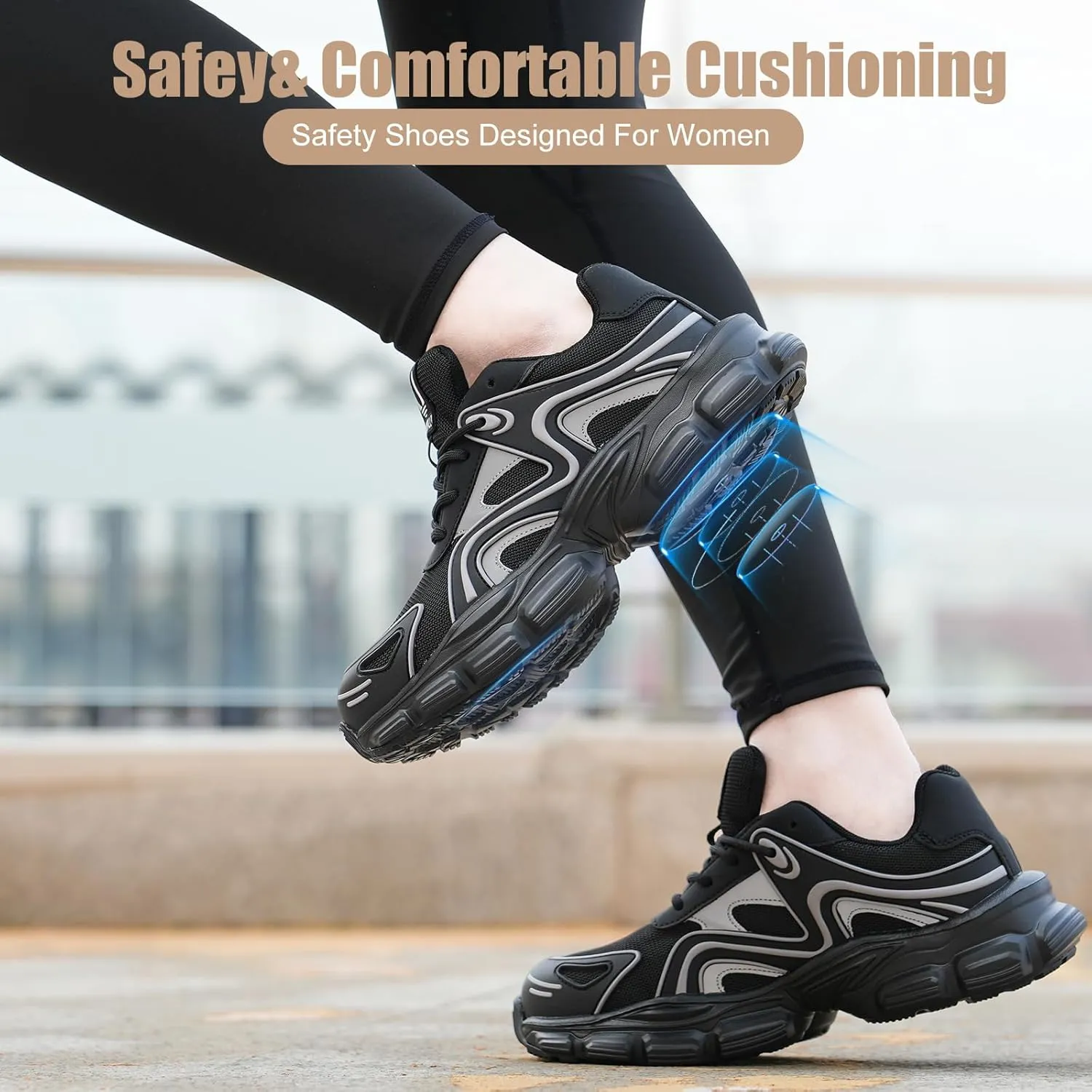 Steel Toe Shoes for Women Men Wide Non Slip Composite Work Sneakers Indestructible Comfortable Safety Tennis Shoes Lightweight Breathable Construction Sneakers Puncture Proof Ergonomic Design