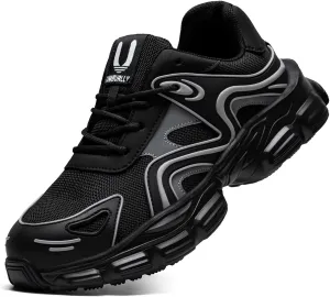 Steel Toe Shoes for Women Men Wide Non Slip Composite Work Sneakers Indestructible Comfortable Safety Tennis Shoes Lightweight Breathable Construction Sneakers Puncture Proof Ergonomic Design