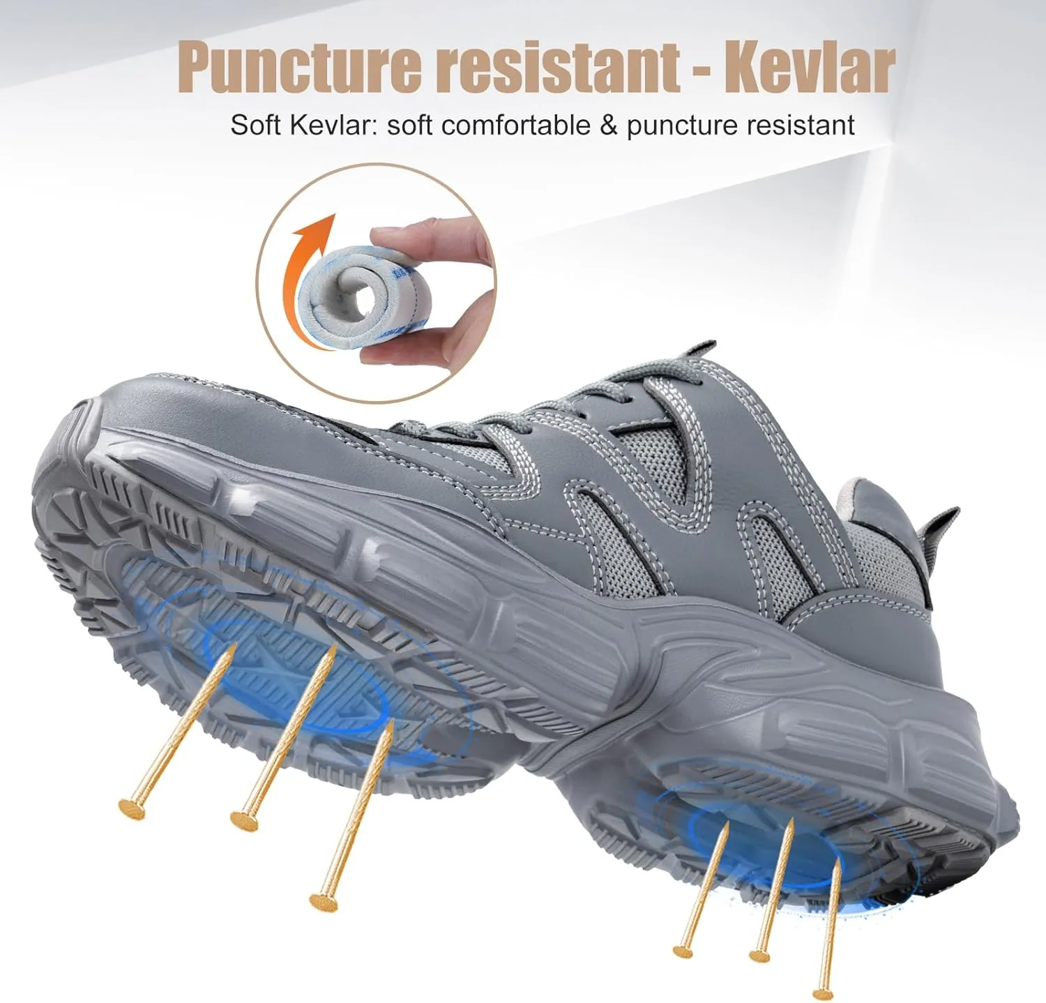 Steel Toe Shoes for Women Men Wide Non Slip Composite Work Sneakers Indestructible Comfortable Safety Tennis Shoes Lightweight Breathable Construction Sneakers Puncture Proof Ergonomic Design