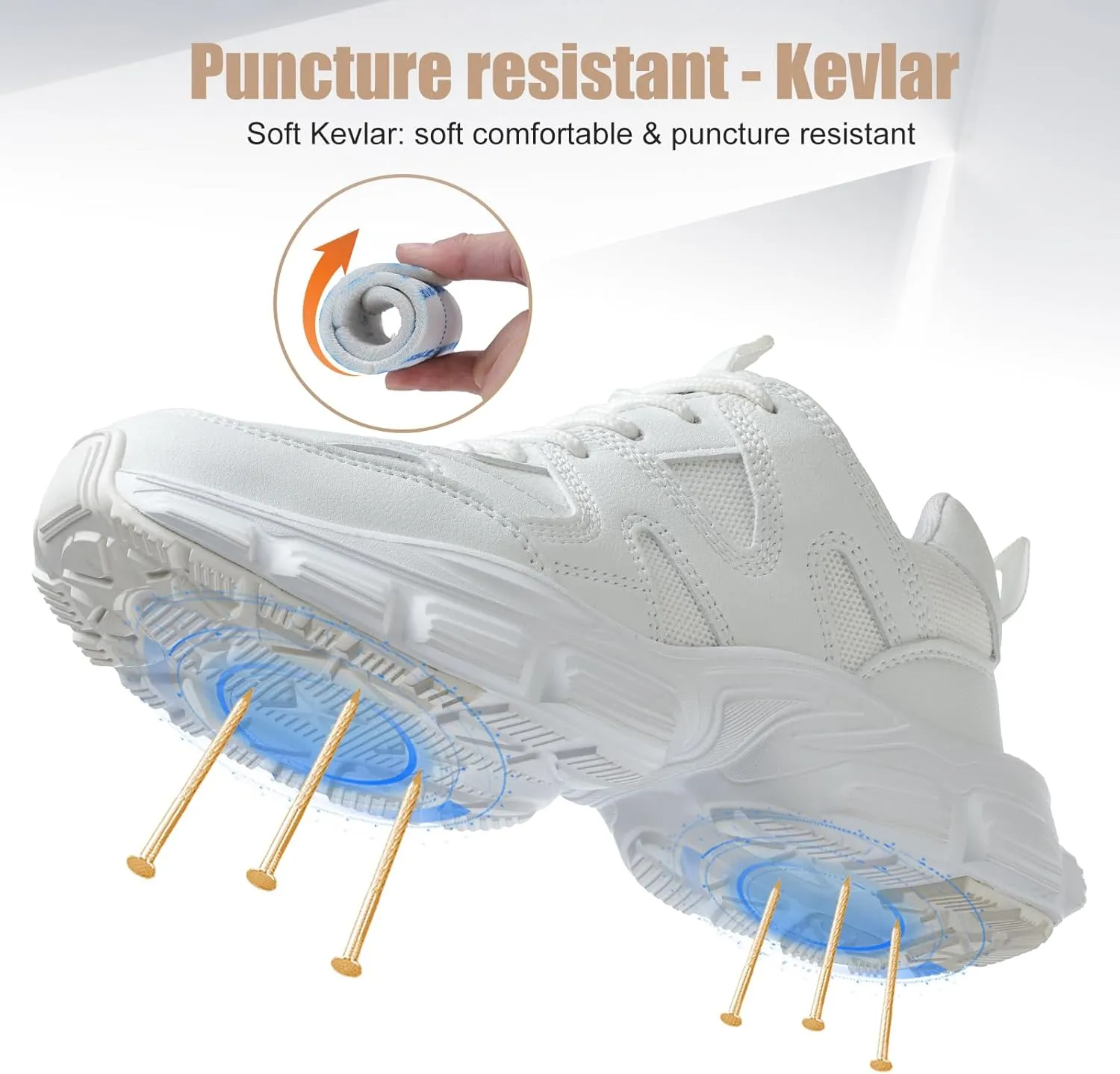 Steel Toe Shoes for Women Men Wide Non Slip Composite Work Sneakers Indestructible Comfortable Safety Tennis Shoes Lightweight Breathable Construction Sneakers Puncture Proof Ergonomic Design