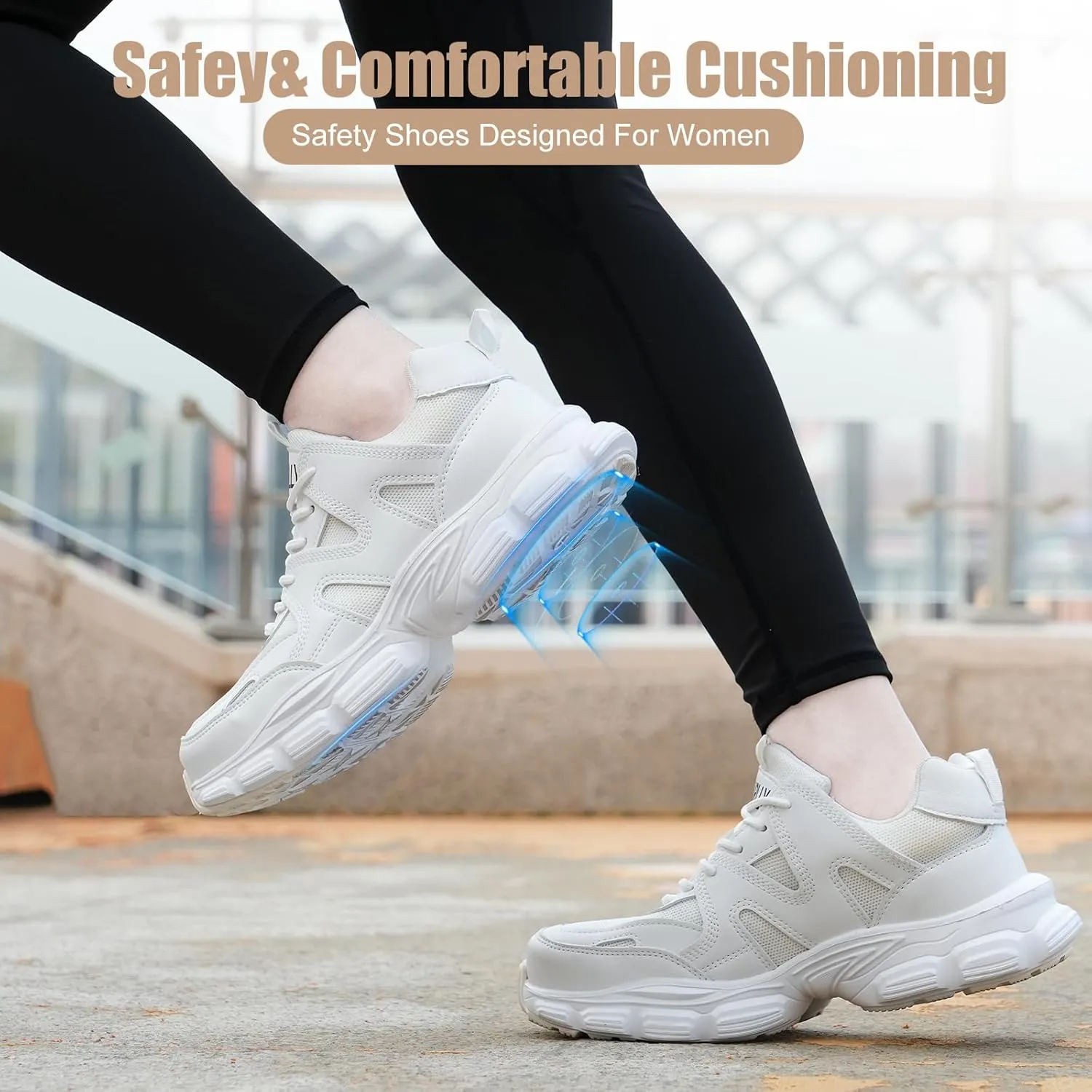 Steel Toe Shoes for Women Men Wide Non Slip Composite Work Sneakers Indestructible Comfortable Safety Tennis Shoes Lightweight Breathable Construction Sneakers Puncture Proof Ergonomic Design