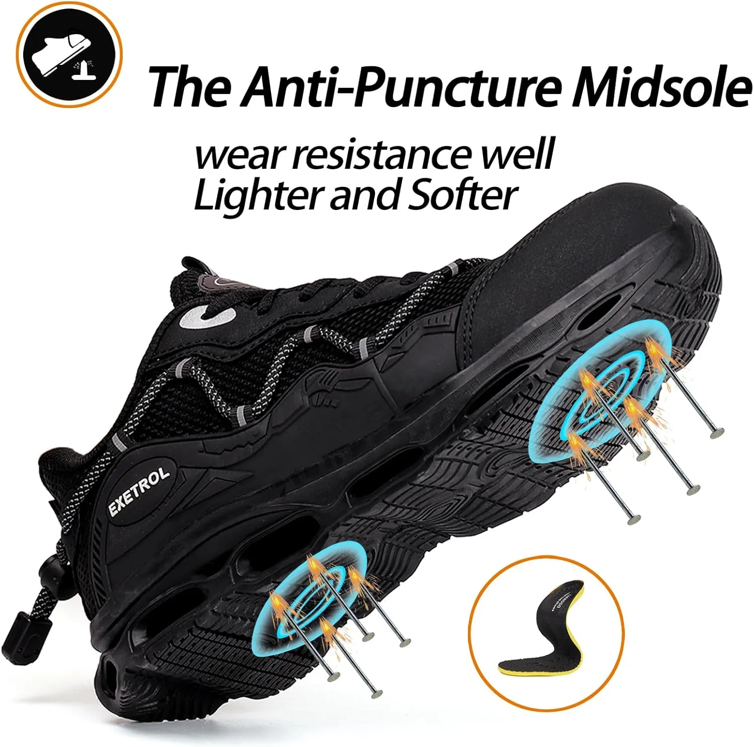Steel Toe Sneakers for Men Women Composite Toe Safety Shoes Comfortable Lightweight Slip-Resistant Work Tennis Shoes for Construction Industrial Zapatos de Trabajo para Mujer Hombres