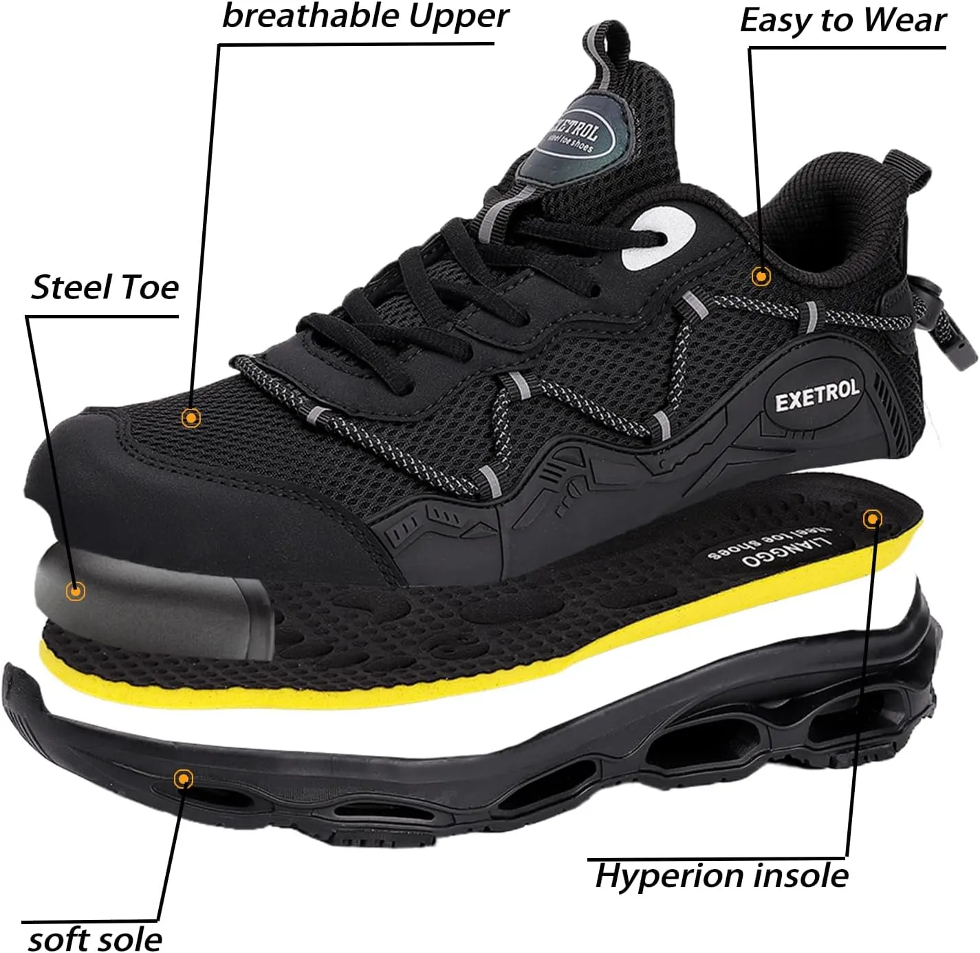 Steel Toe Sneakers for Men Women Composite Toe Safety Shoes Comfortable Lightweight Slip-Resistant Work Tennis Shoes for Construction Industrial Zapatos de Trabajo para Mujer Hombres
