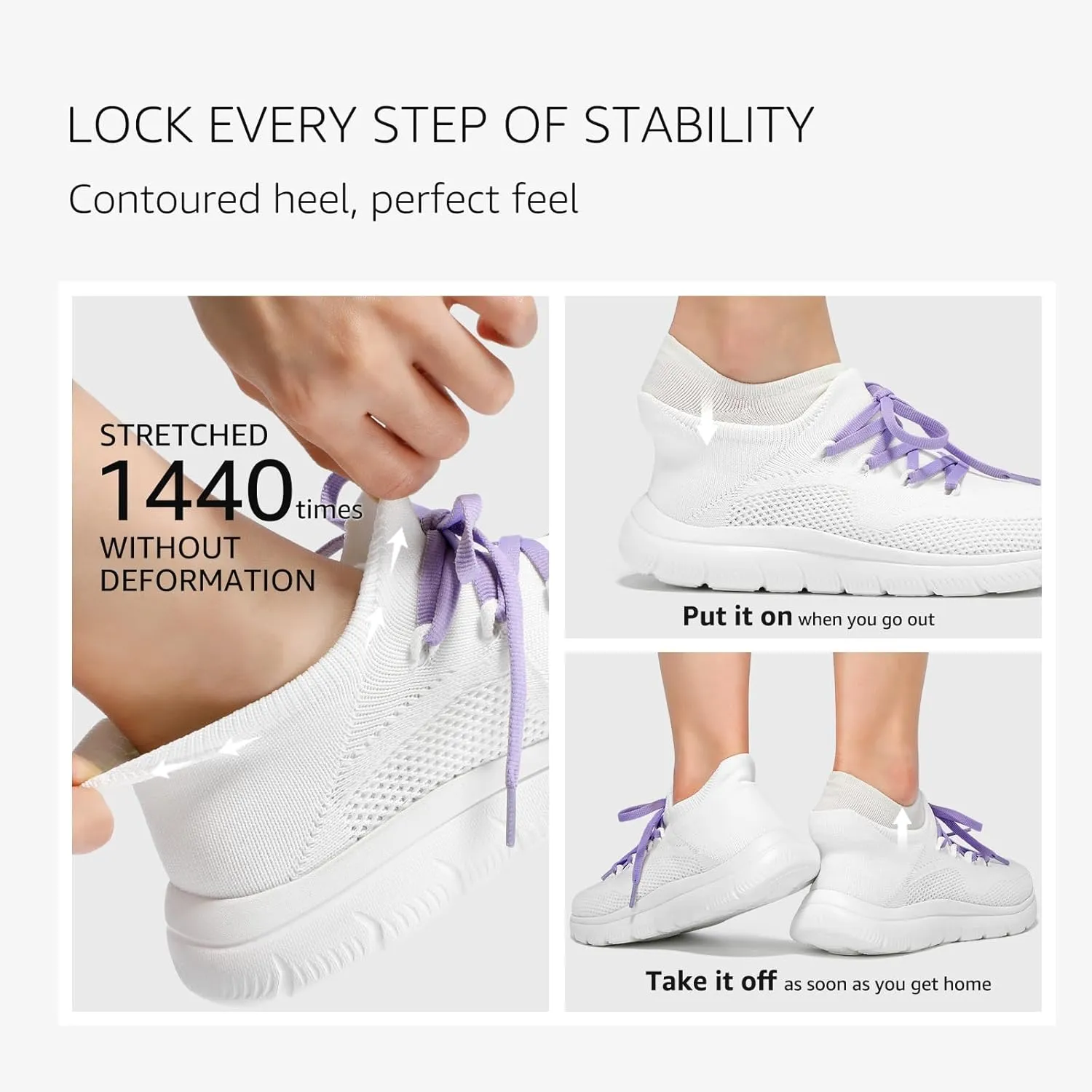 STQ Tennis Shoes Womens Slip on Walking Sneakers for Gym Workout