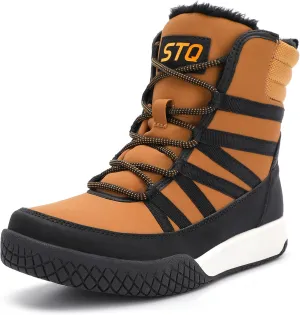 STQ Women's Winter Walking Boots Zip Up Lightweight Cozy Ankle Bootie with Laces