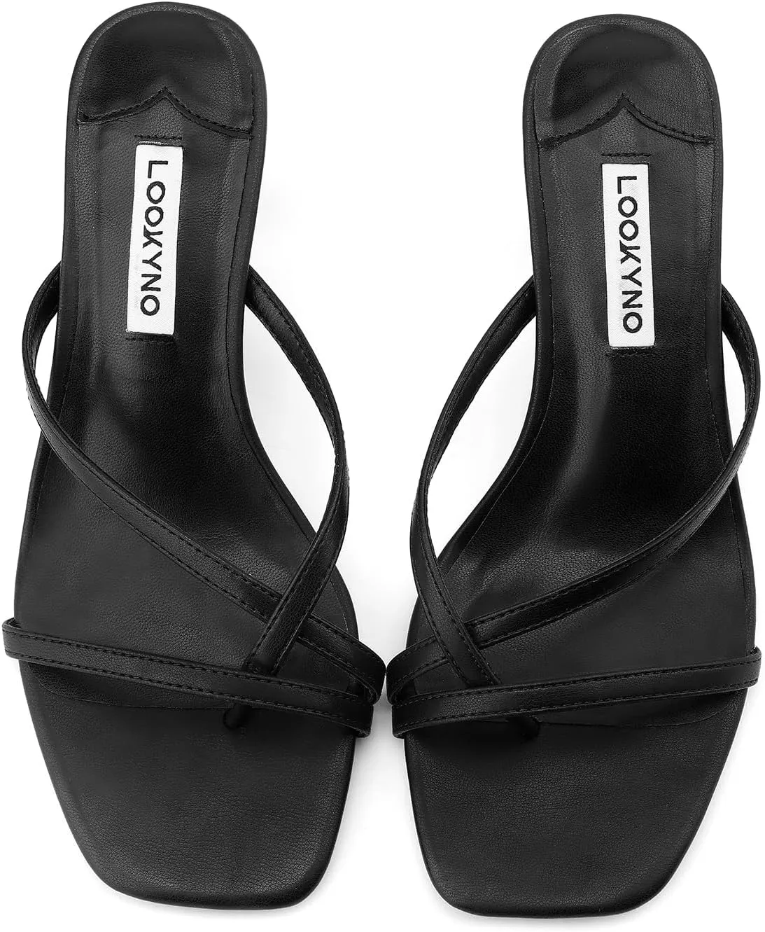 Strappy Kitten Heels for Women Square Open Toe Heeled Thong Sandals Low Heel Sexy Trendy Flip Flop Party Casual