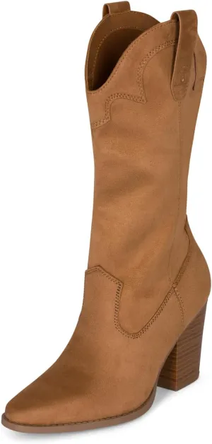 STYLISH S ONYX - Women's Western Cowgirl Stacked Heel Pointed Toe Mid Calf High Heel Boots