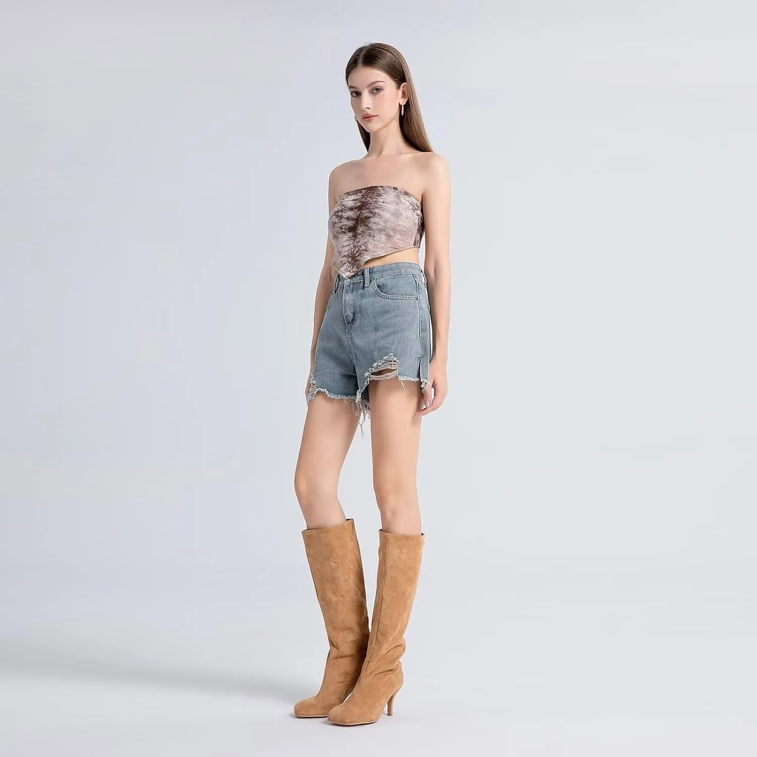 Suede Boots Wide Calf Boots with Slim High Heels Square Toe Stiletto Boots Straight Tall Boots Slouchy Boots Women's Knee High Boots