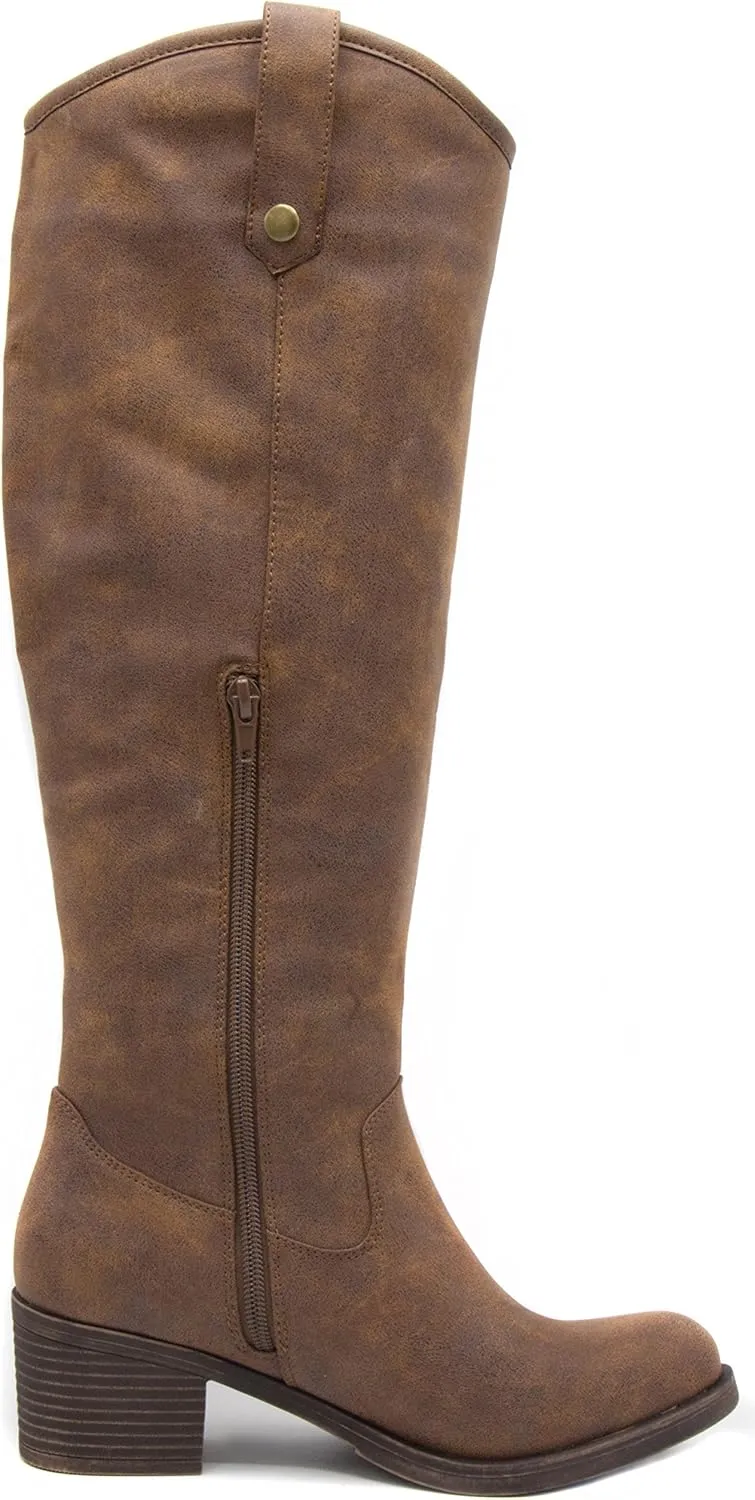 Sugar Women's Riding Boots Heeled Knee High Boot with Tall Shaft