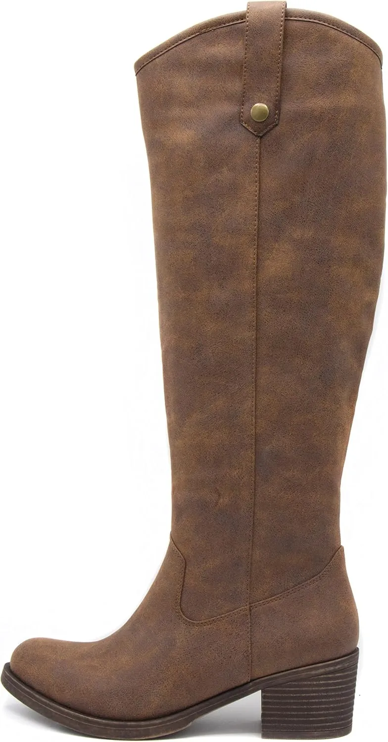 Sugar Women's Riding Boots Heeled Knee High Boot with Tall Shaft