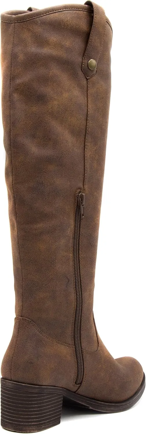 Sugar Women's Riding Boots Heeled Knee High Boot with Tall Shaft