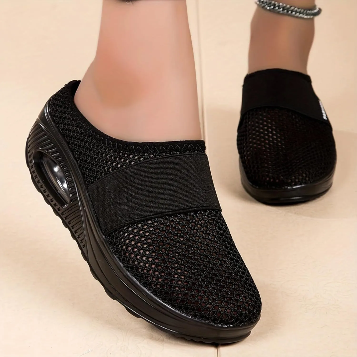 Summer cool breathable women's slippers Diabetic Air-Cushion Slip-On Walking Shoes, Orthopedic Slippers, with Arch-Support for Women Mesh Air Cushion Orthopedic Diabetic Sandals Closed Toe Slides