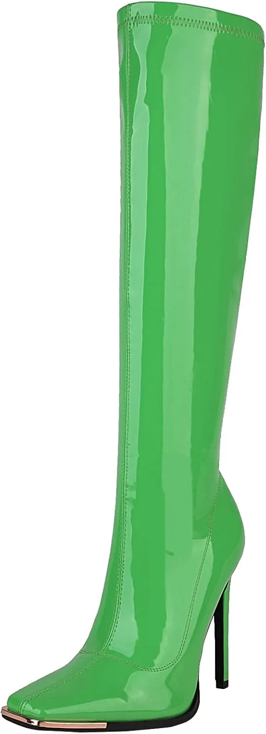 sun gurg Women's Knee High Boots Stiletto High Heels Sexy Zipper Knee Boots