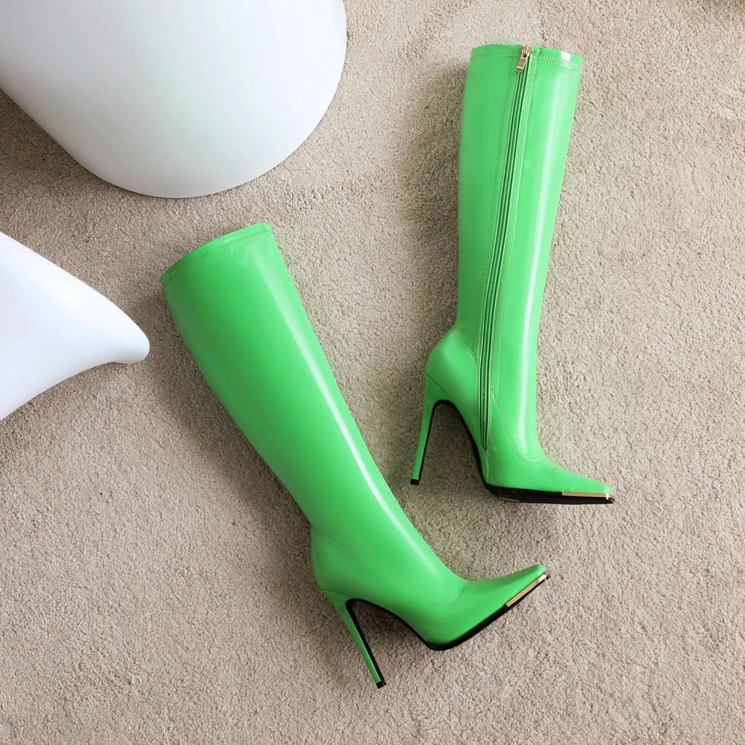 sun gurg Women's Knee High Boots Stiletto High Heels Sexy Zipper Knee Boots