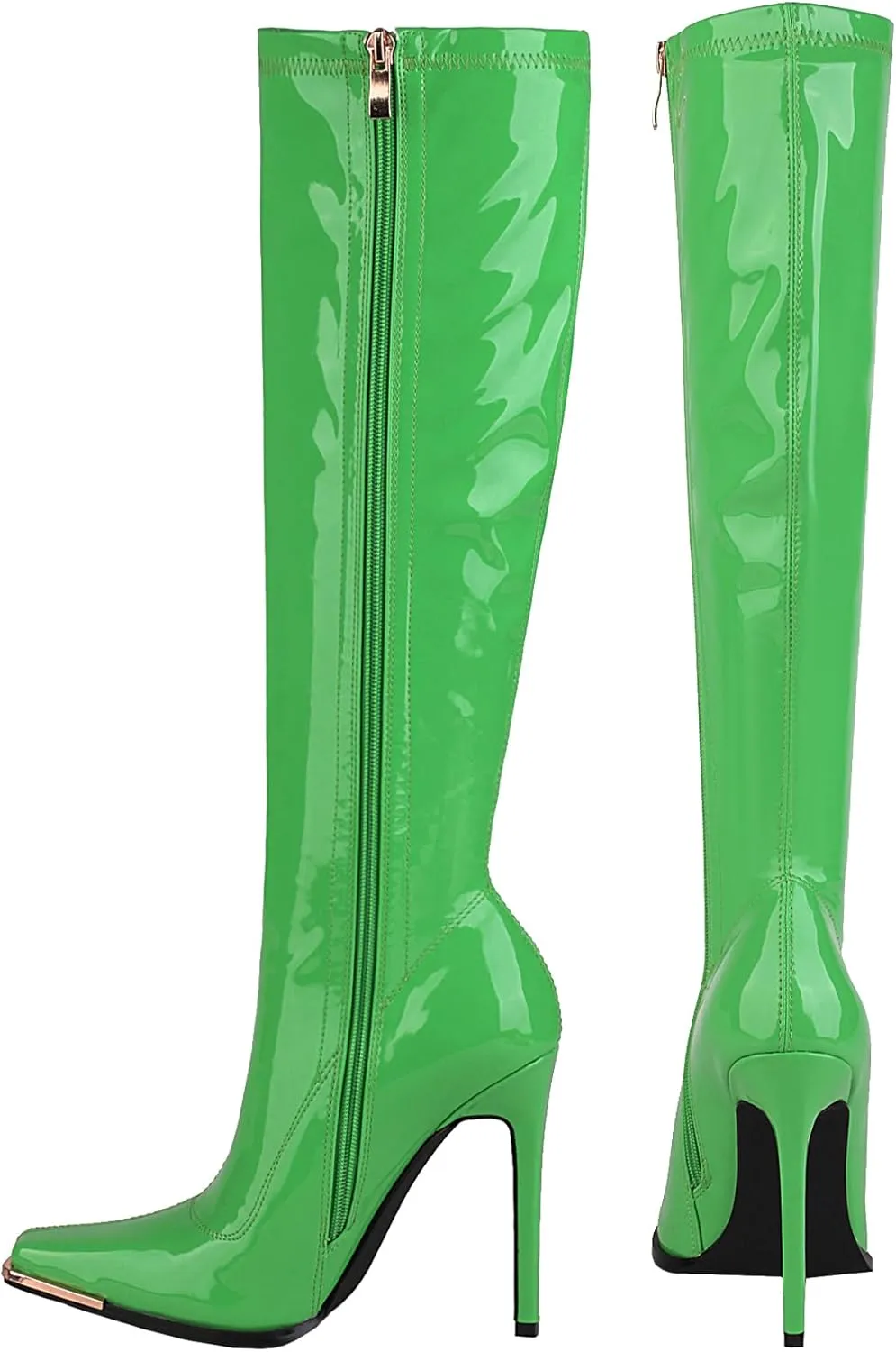 sun gurg Women's Knee High Boots Stiletto High Heels Sexy Zipper Knee Boots