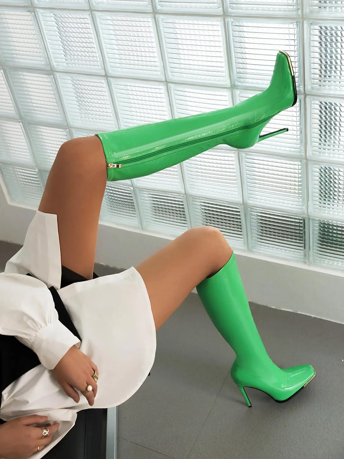 sun gurg Women's Knee High Boots Stiletto High Heels Sexy Zipper Knee Boots