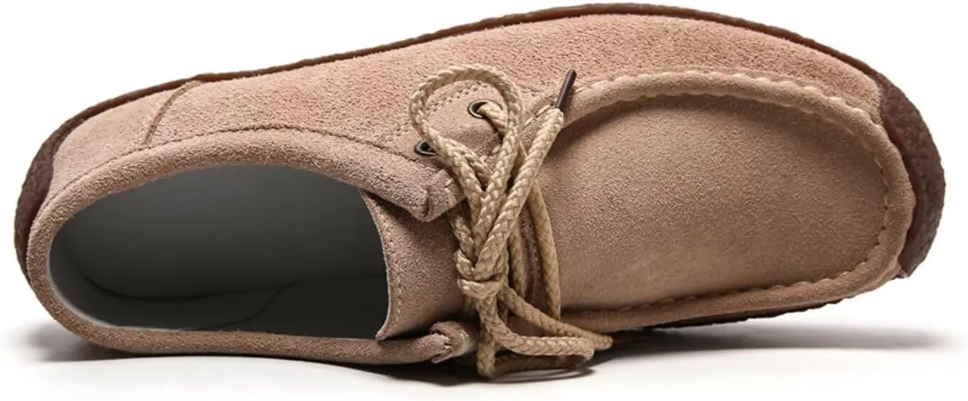 Sunporx Women's Lace-up Moccasin Lefse Shoes Driving Leather Oxford Shoe Non-Slip Comfortable Flat Bottom Walking Shoes
