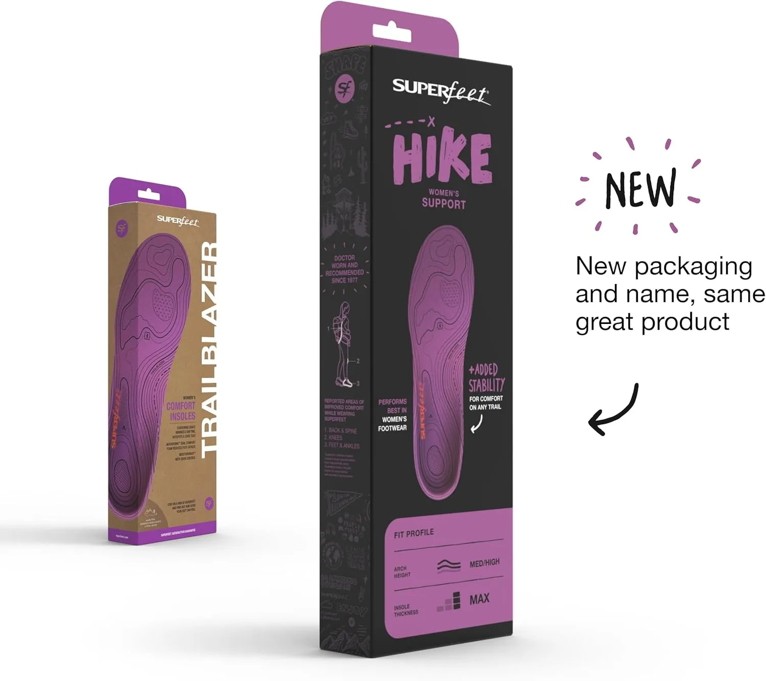 Superfeet Hike Women's Support Insoles - Trim-to-Fit Comfort Carbon Fiber Orthotic Inserts for Hiking Boots or Shoes - Professional Grade - 8.5-10 Women