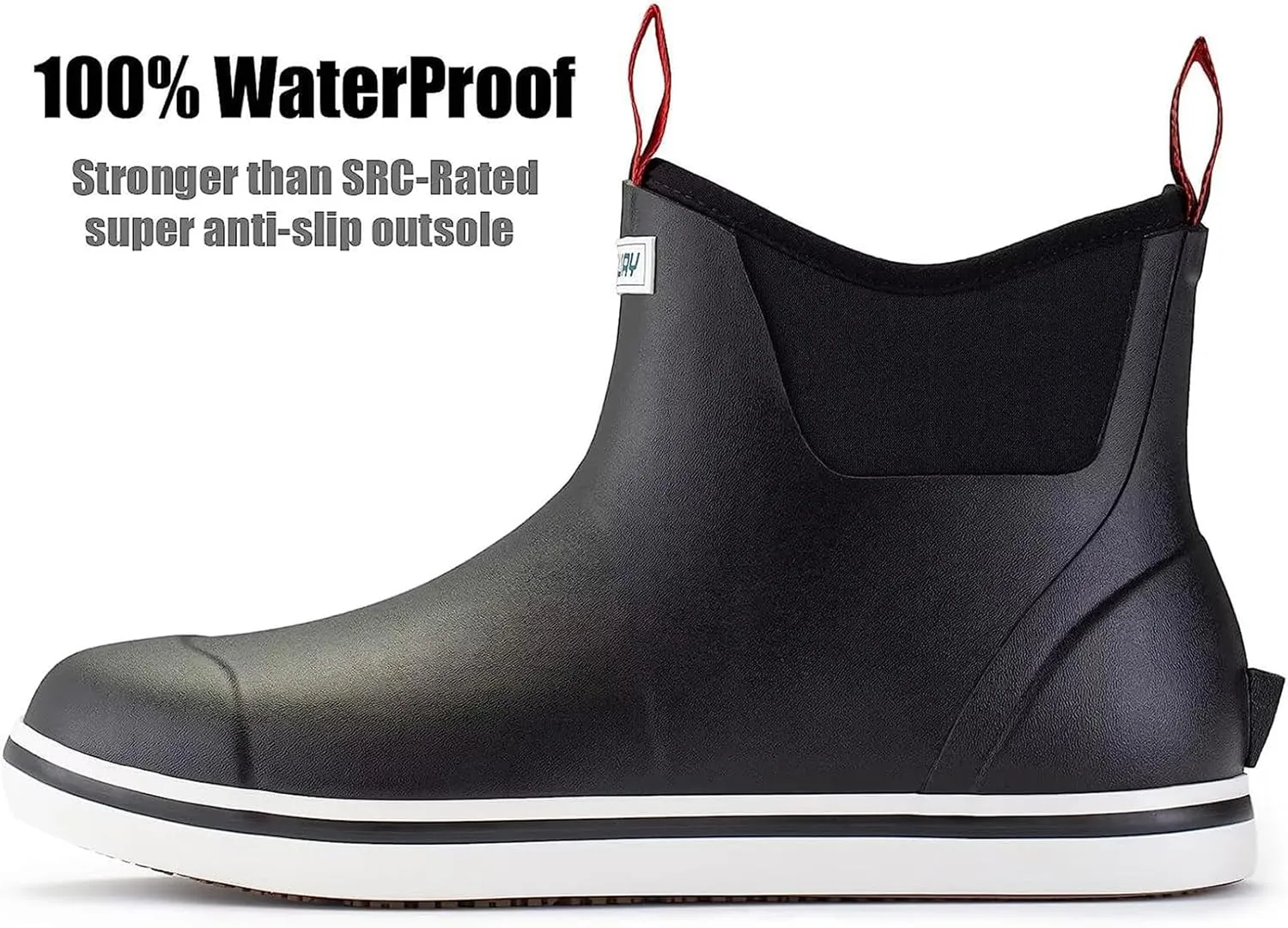 SUREWAY Men's Ankle Fishing Deck Boots for Men-Waterproof,Professional Non-Slip Soles for Wet Slippery Surface,Neoprene Rubber Rain Boot/Shoes for Hunting Boating Gardening