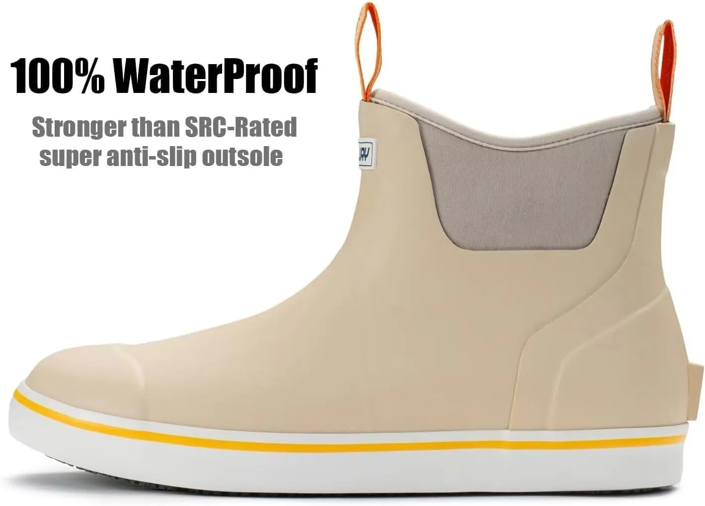 SUREWAY Men's Ankle Fishing Deck Boots for Men-Waterproof,Professional Non-Slip Soles for Wet Slippery Surface,Neoprene Rubber Rain Boot/Shoes for Hunting Boating Gardening