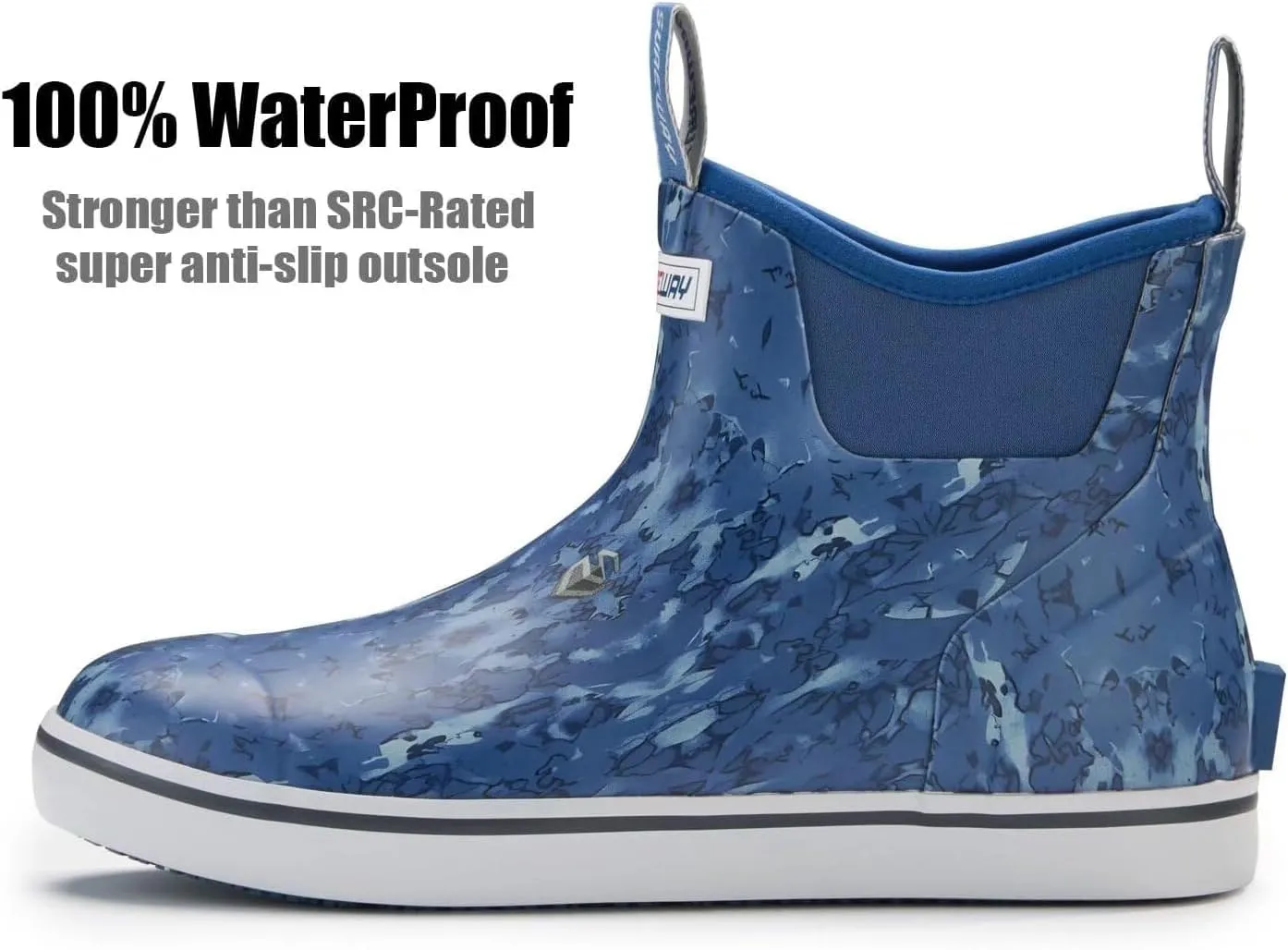 SUREWAY Men's Ankle Fishing Deck Boots for Men-Waterproof,Professional Non-Slip Soles for Wet Slippery Surface,Neoprene Rubber Rain Boot/Shoes for Hunting Boating Gardening