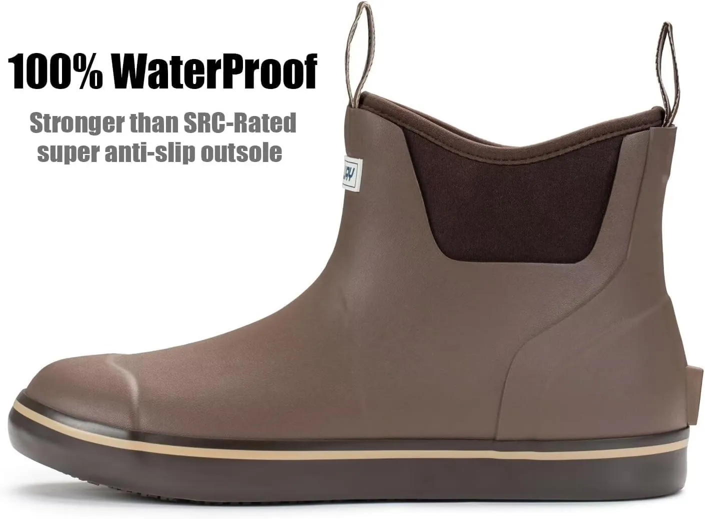 SUREWAY Men's Ankle Fishing Deck Boots for Men-Waterproof,Professional Non-Slip Soles for Wet Slippery Surface,Neoprene Rubber Rain Boot/Shoes for Hunting Boating Gardening