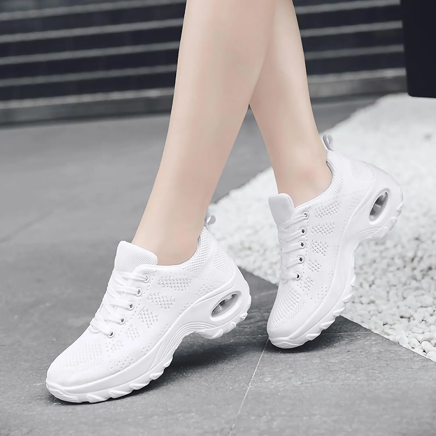 SWDZM Women Breathable Dance Sneakers Air Cushion Split Sole Athletic Dance Walking Shoes
