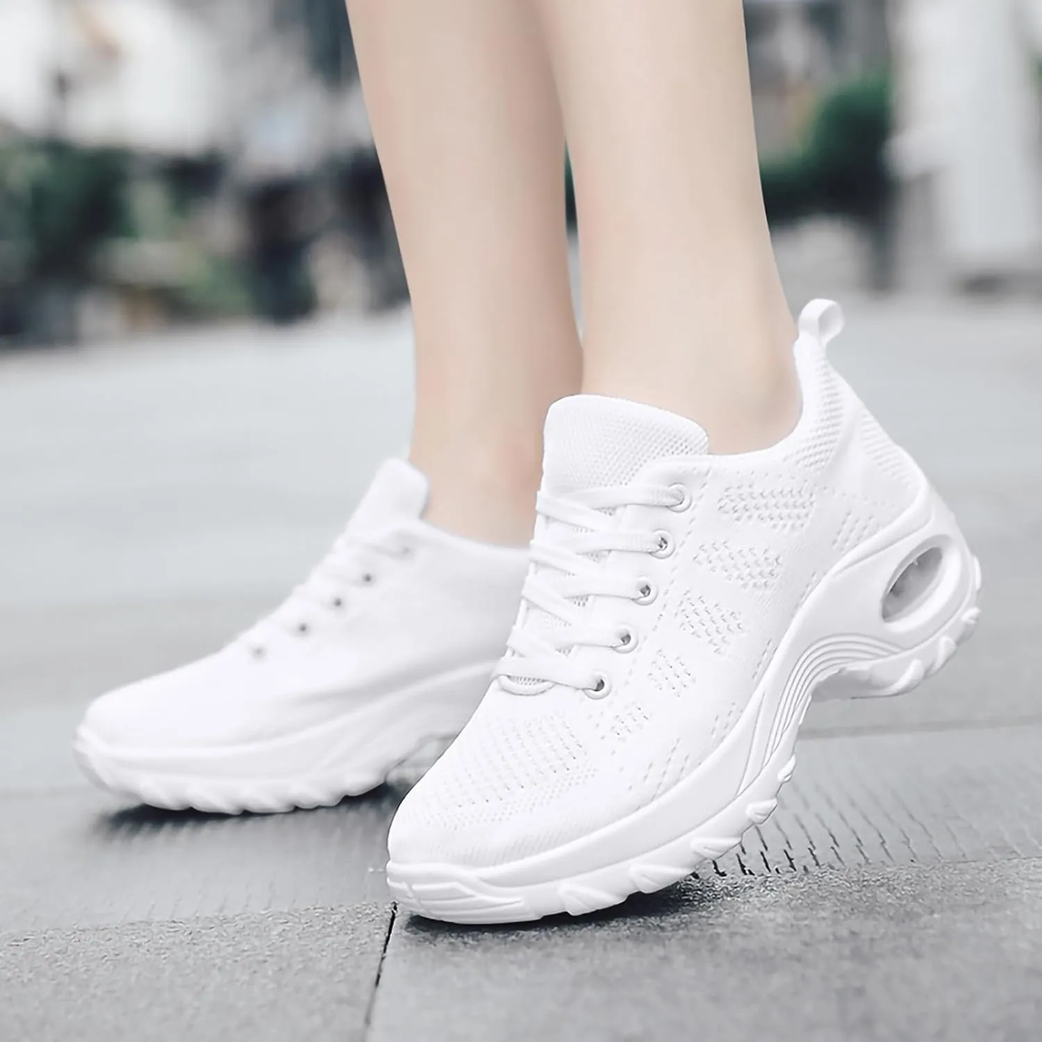 SWDZM Women Breathable Dance Sneakers Air Cushion Split Sole Athletic Dance Walking Shoes