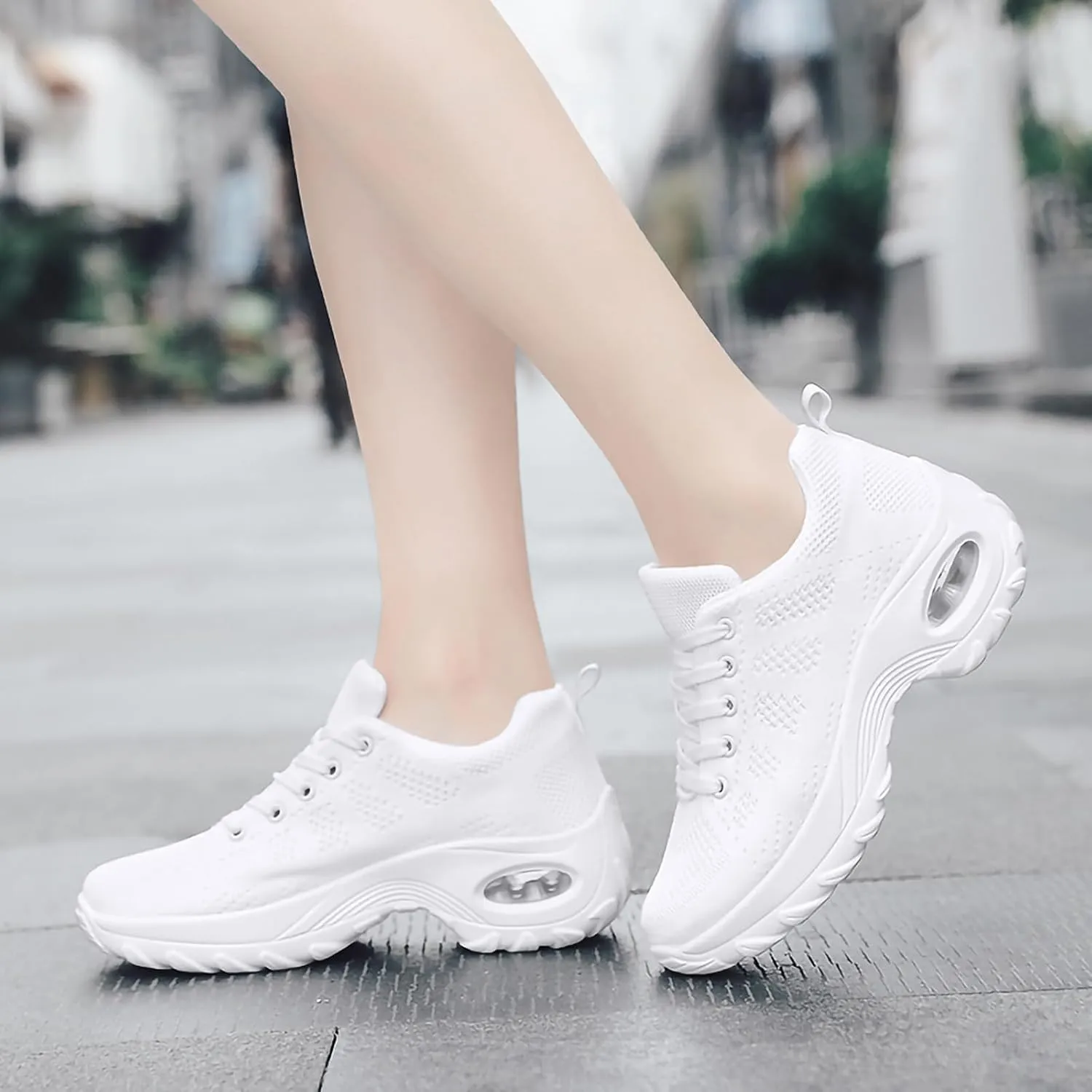 SWDZM Women Breathable Dance Sneakers Air Cushion Split Sole Athletic Dance Walking Shoes