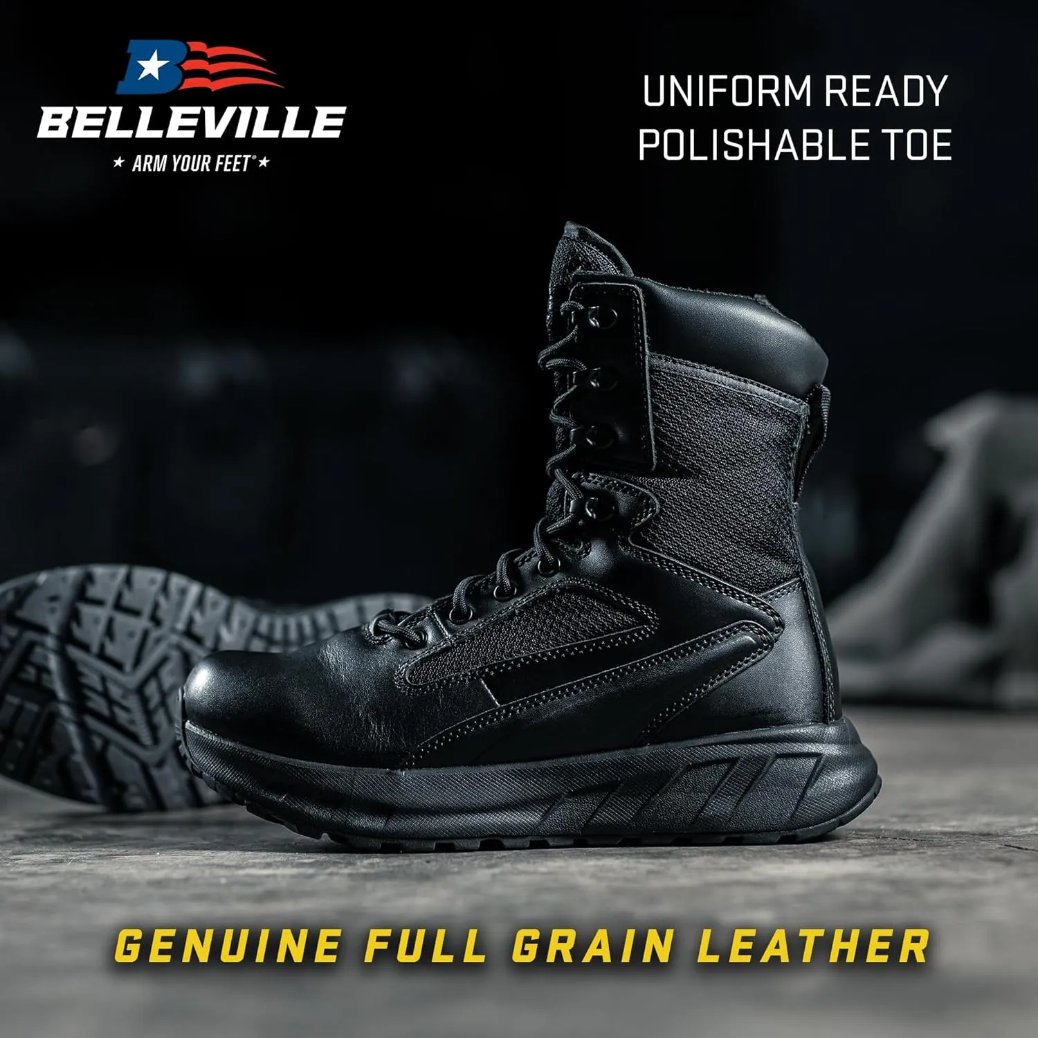 Tactical Research MAXX 8Z 8” Ultra-Cushioned Maximalist Black Tactical Boots for Men with Zipper - Designed for Police, EMS, and Security with Slip-Resistant Vibram Outsole