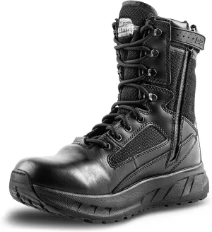 Tactical Research MAXX 8Z 8” Ultra-Cushioned Maximalist Black Tactical Boots for Men with Zipper - Designed for Police, EMS, and Security with Slip-Resistant Vibram Outsole
