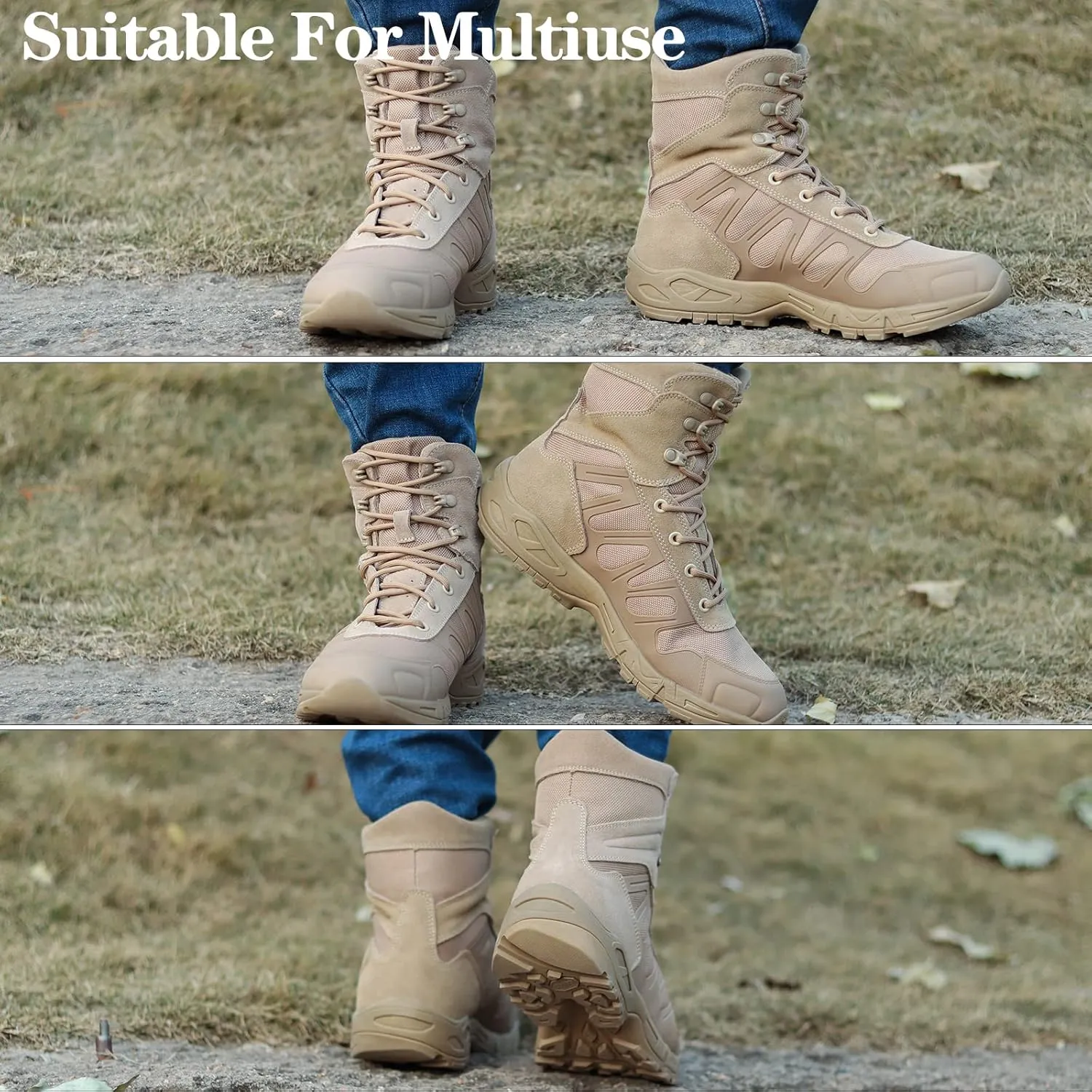 Tactical Work Boots For Men, Lightweight Military Combat Boots, Breathable Duty Boots Jungle Boots Desert Boots