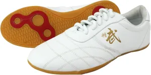 Taichi Women's Kungfu Training Sneakers - Leather Wide, Karate Martial Arts Tai Kwon Doe Sports Shoes - Red (Size:42EU, Color:D)