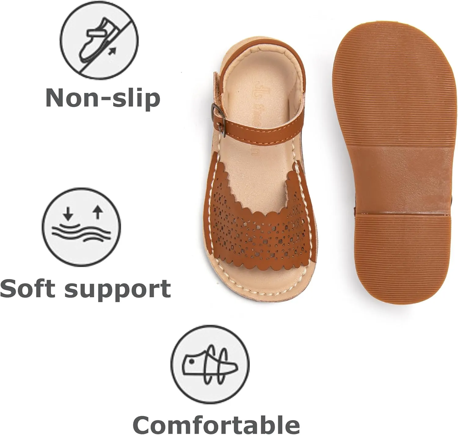 THEE BRON Toddler Girls Breathable Gladiator Sandals - Summer Casual Shoes with Cushioned Sole