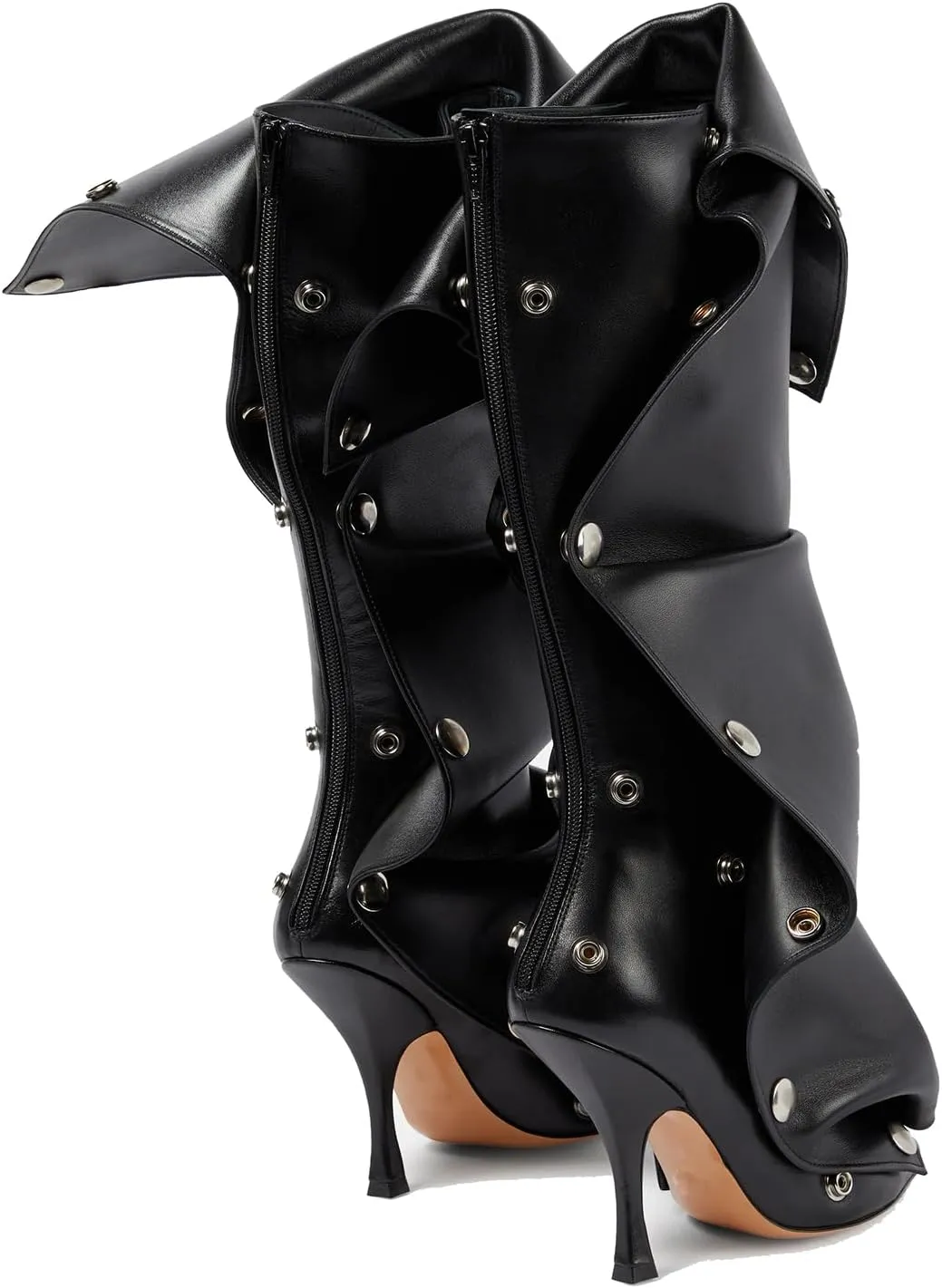 THESHY Women's Denim Knee High Boots Buttons Fashion Thigh High Boots Pointed Toe Stiletto High Heel Pleated Fold Over Party Dress Jean Boots for Women