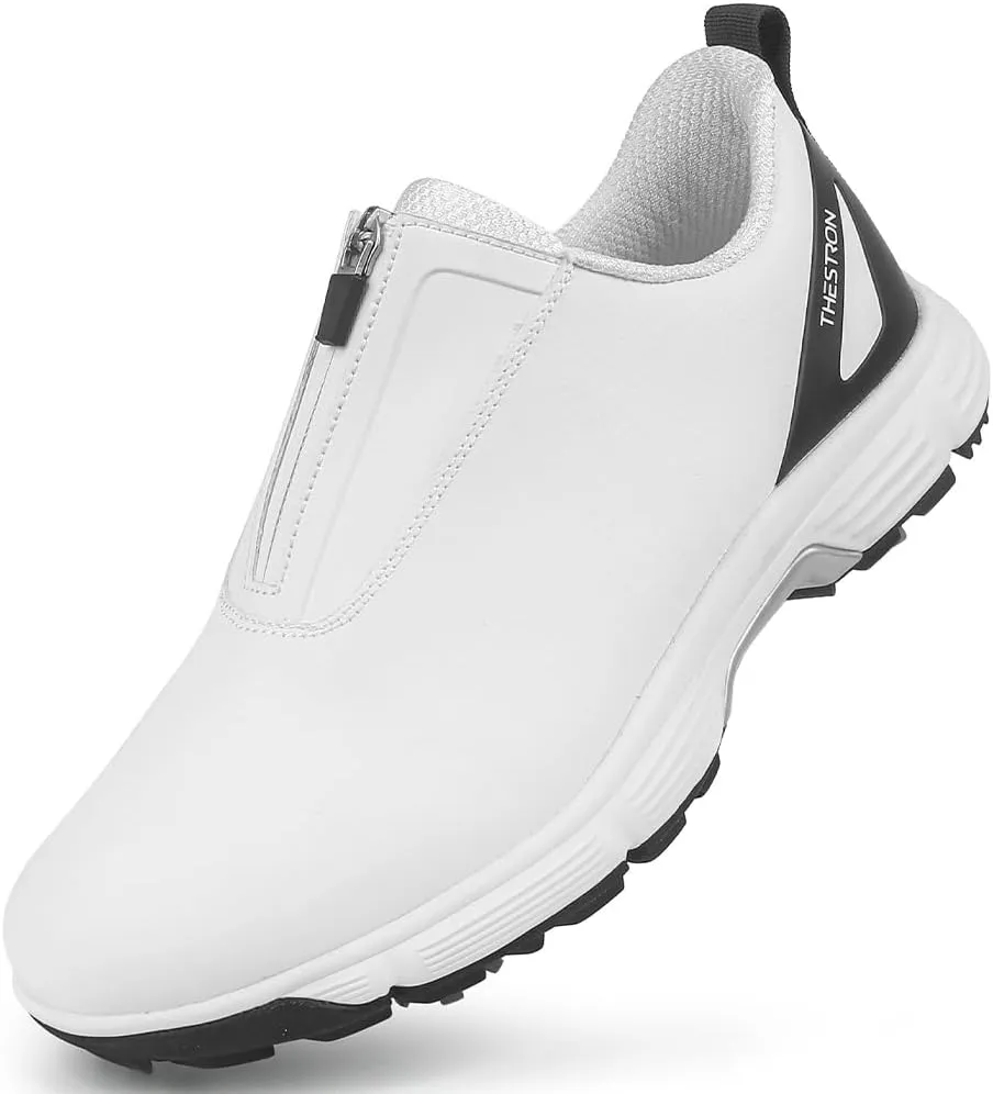 THESTRON Professional Men Waterproof Spikes Golf Shoes Sports Sneakers Male Golf Footwears New Zipper Men's Spikes Golf Shoes Man Non-Slip Walking Sneakers Slip-on Casual Golf Shoes
